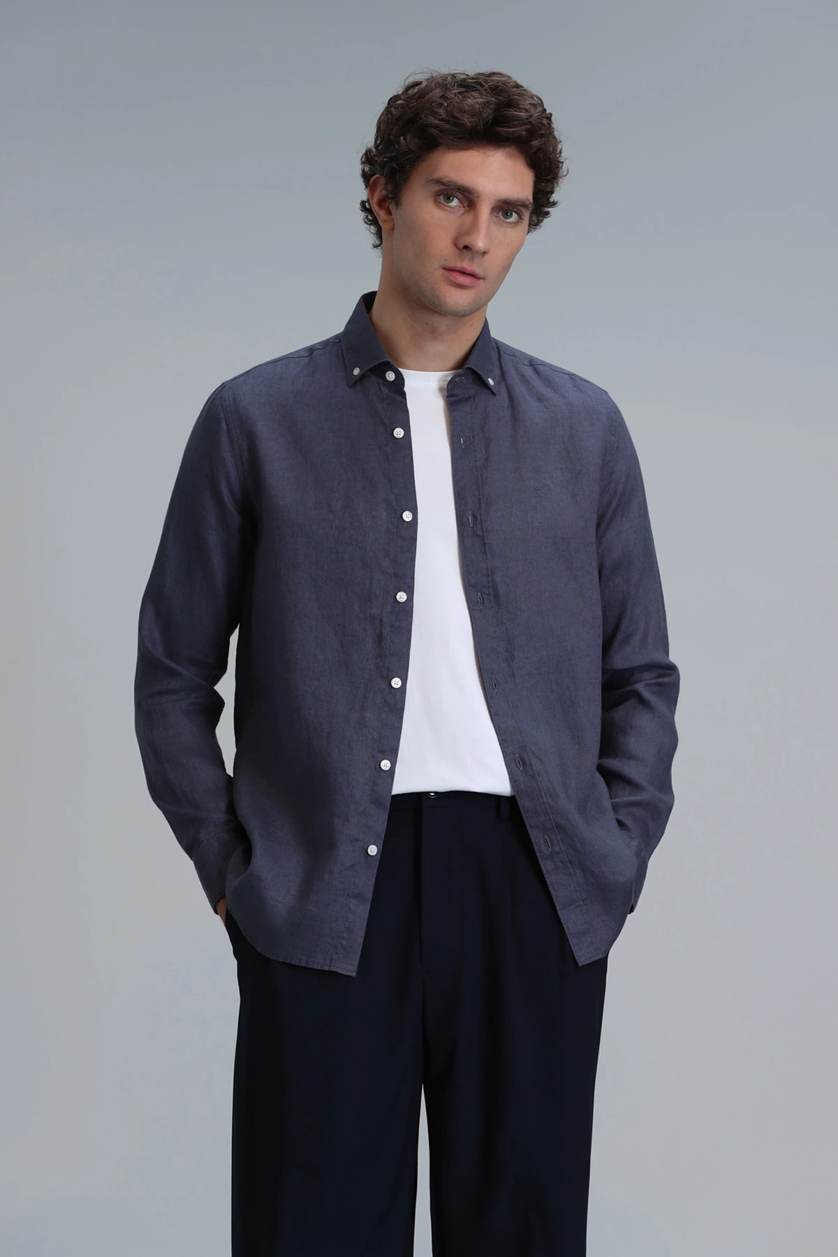 Lufian Pitaya Erkek Keten Antrasit Gömlek 111010630