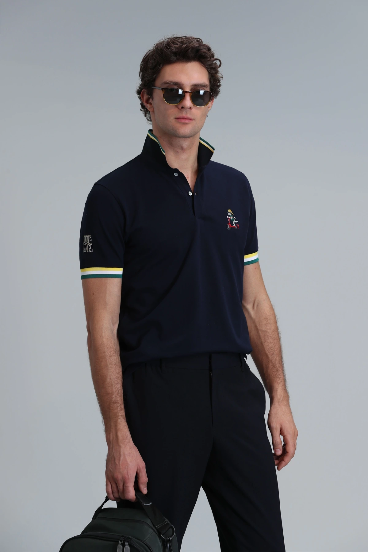 Lufian Erkek Polo Yaka Match Lacivert T-Shirt 111040183