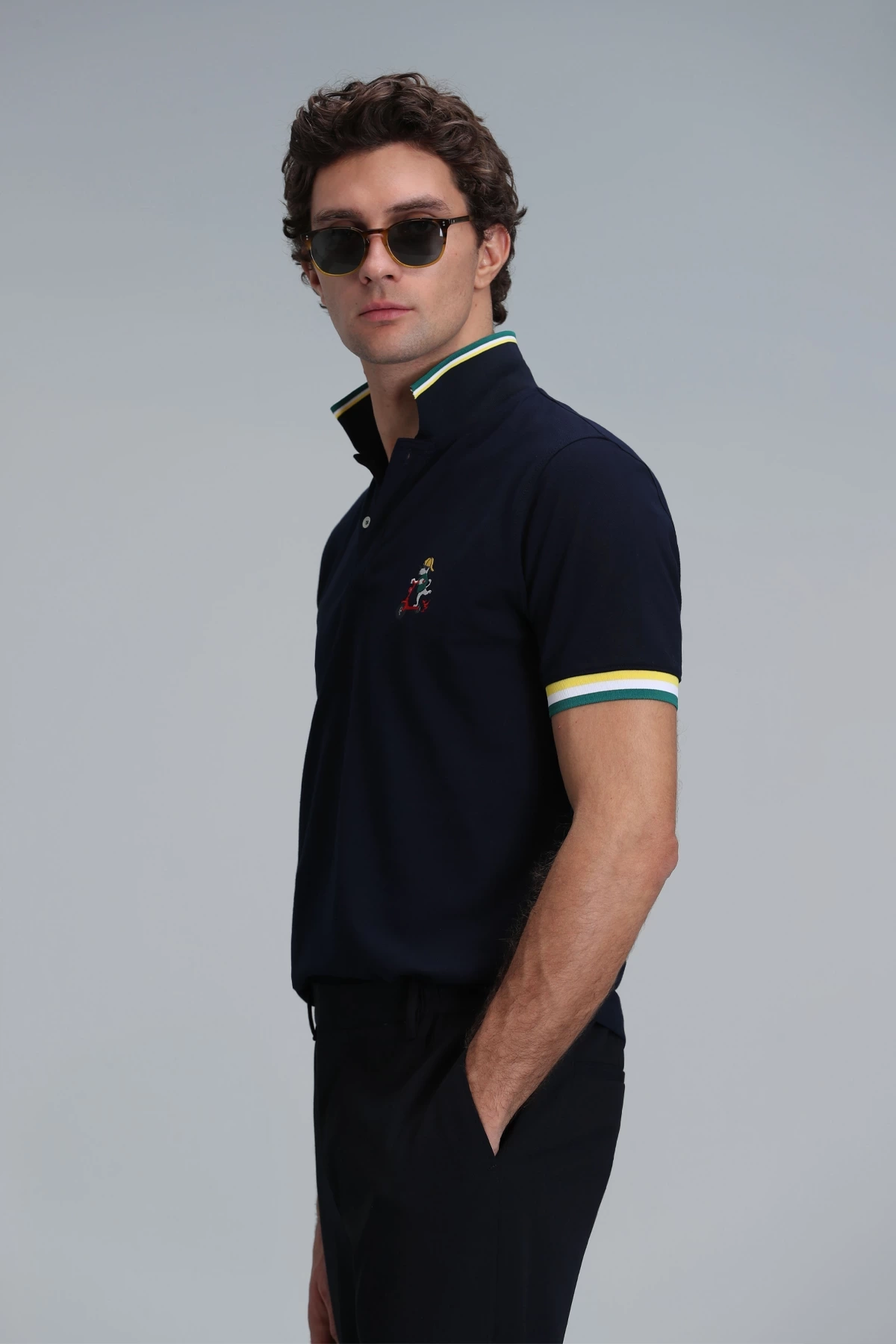 Lufian Erkek Polo Yaka Match Lacivert T-Shirt 111040183