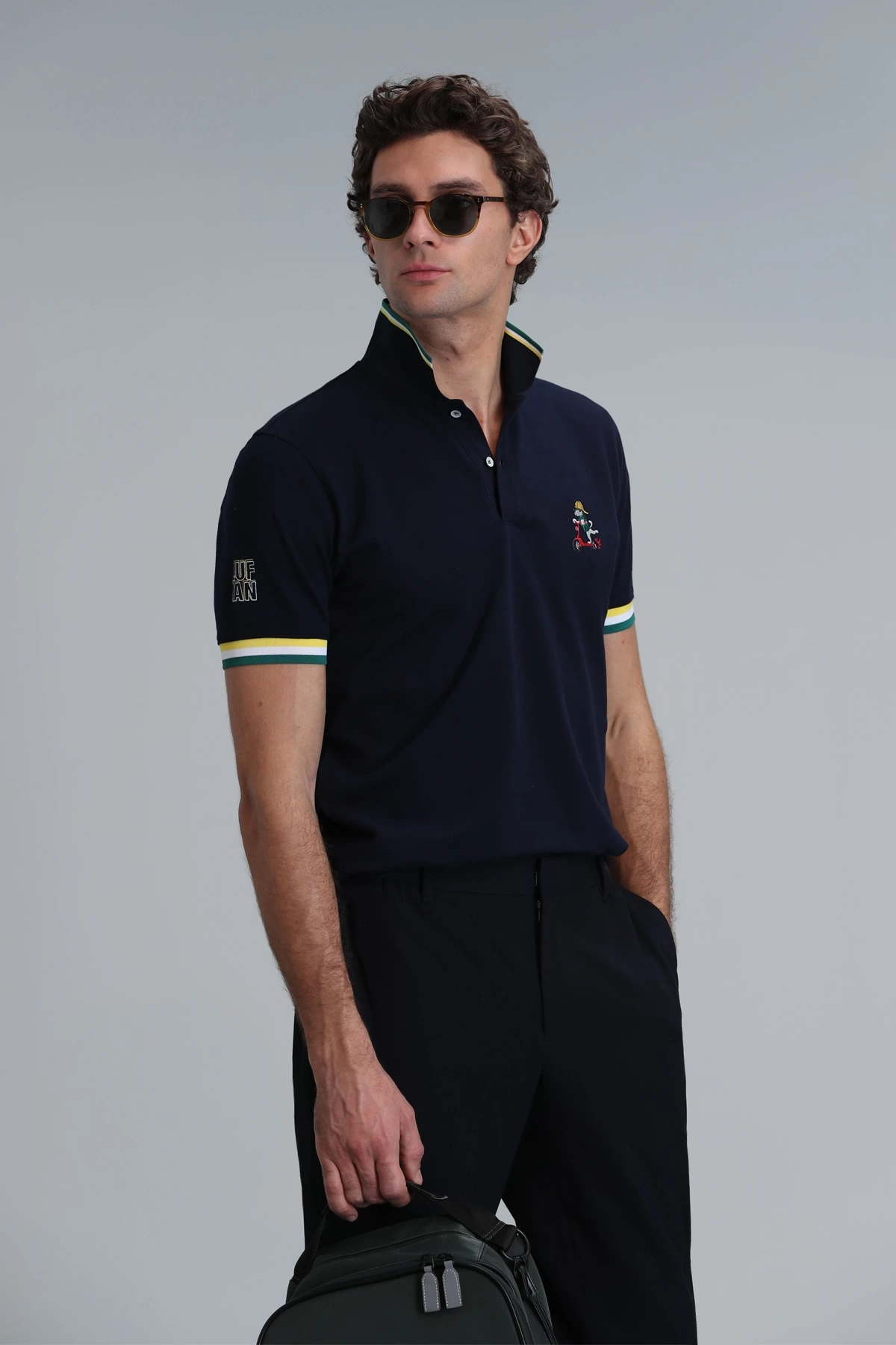 Lufian Erkek Polo Yaka Match Lacivert T-Shirt 111040183