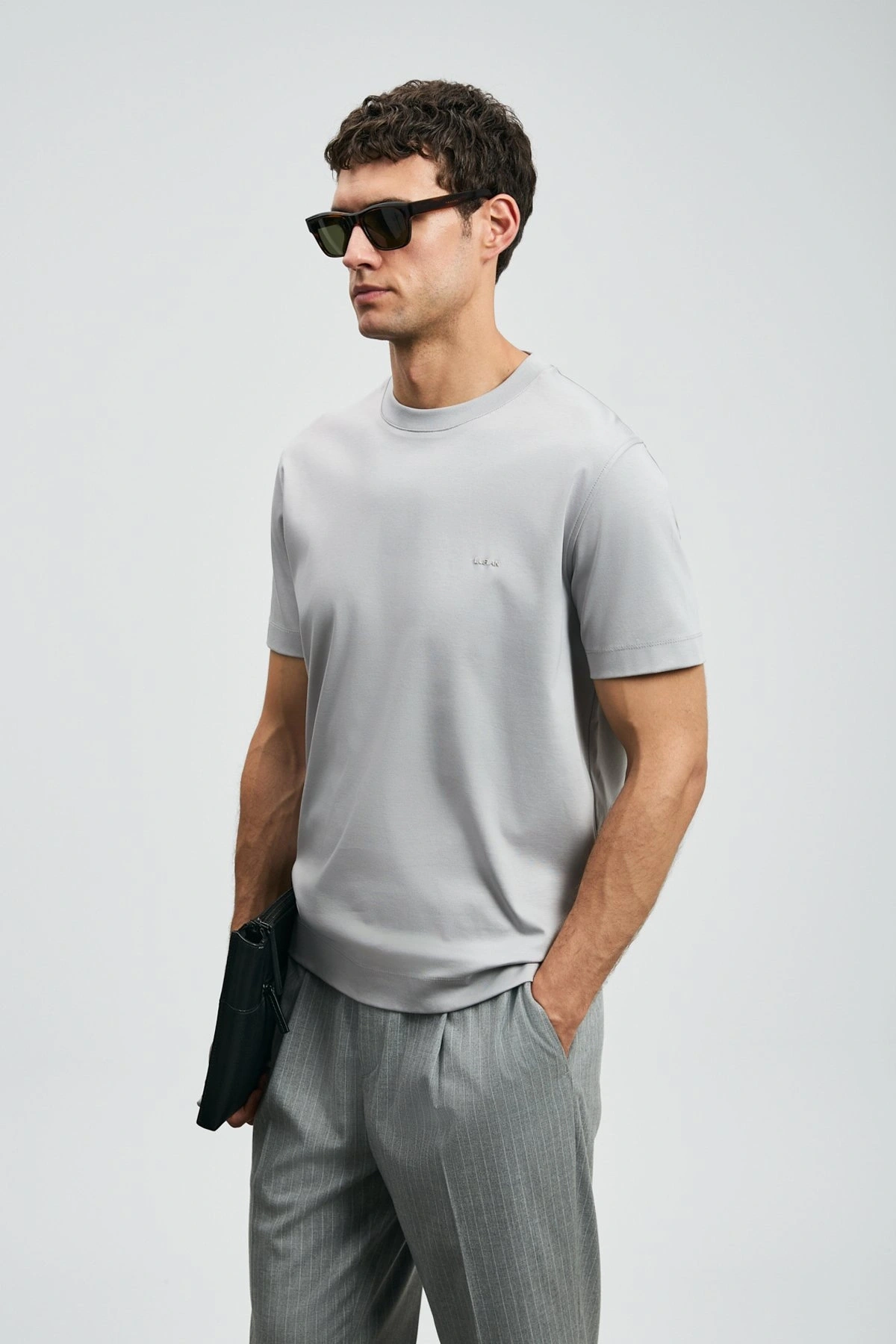Lufian Roland Erkek Gri Basic T-Shirt 112020058