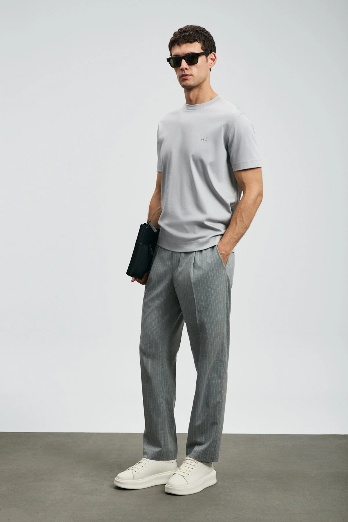 Lufian Roland Erkek Gri Basic T-Shirt 112020058