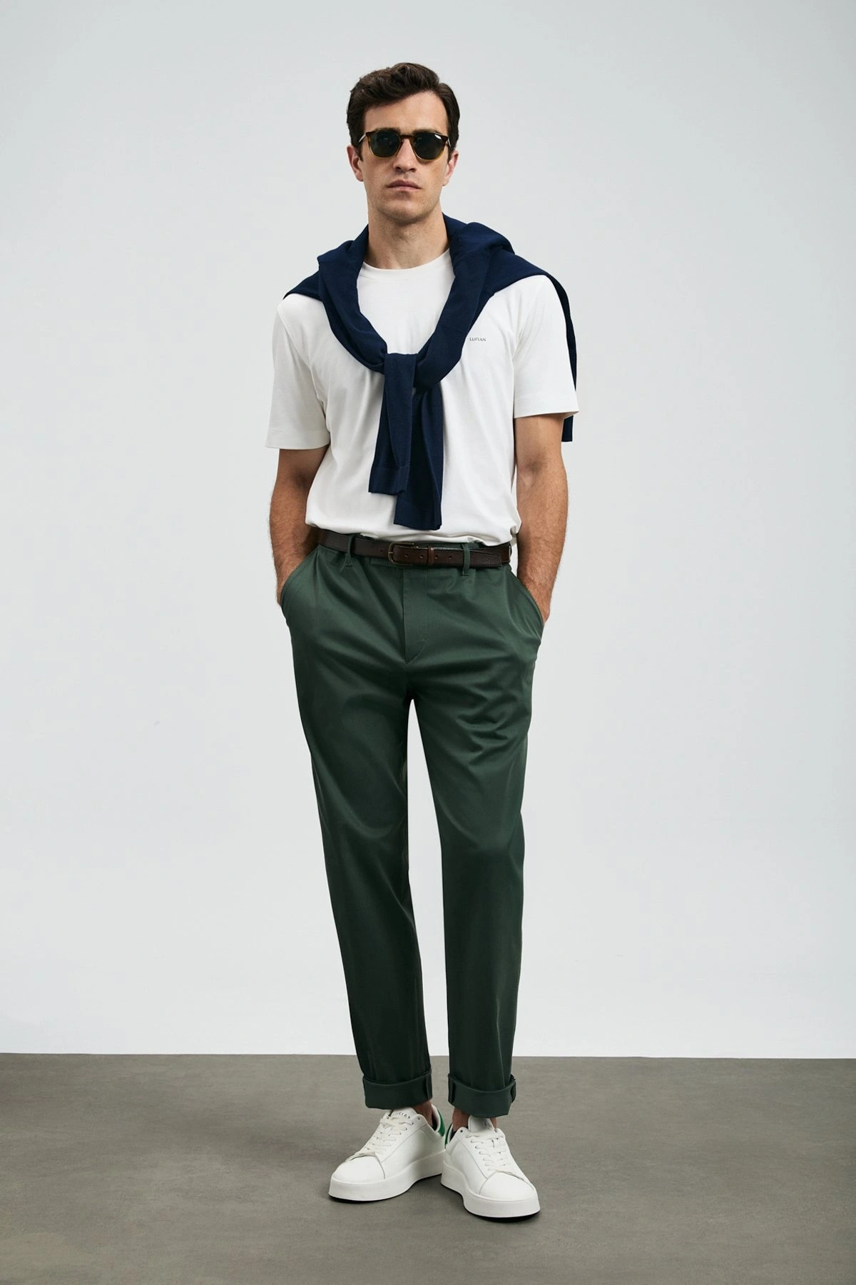 Lufian Roland Erkek Kırık Beyaz Basic T-Shirt 112020058