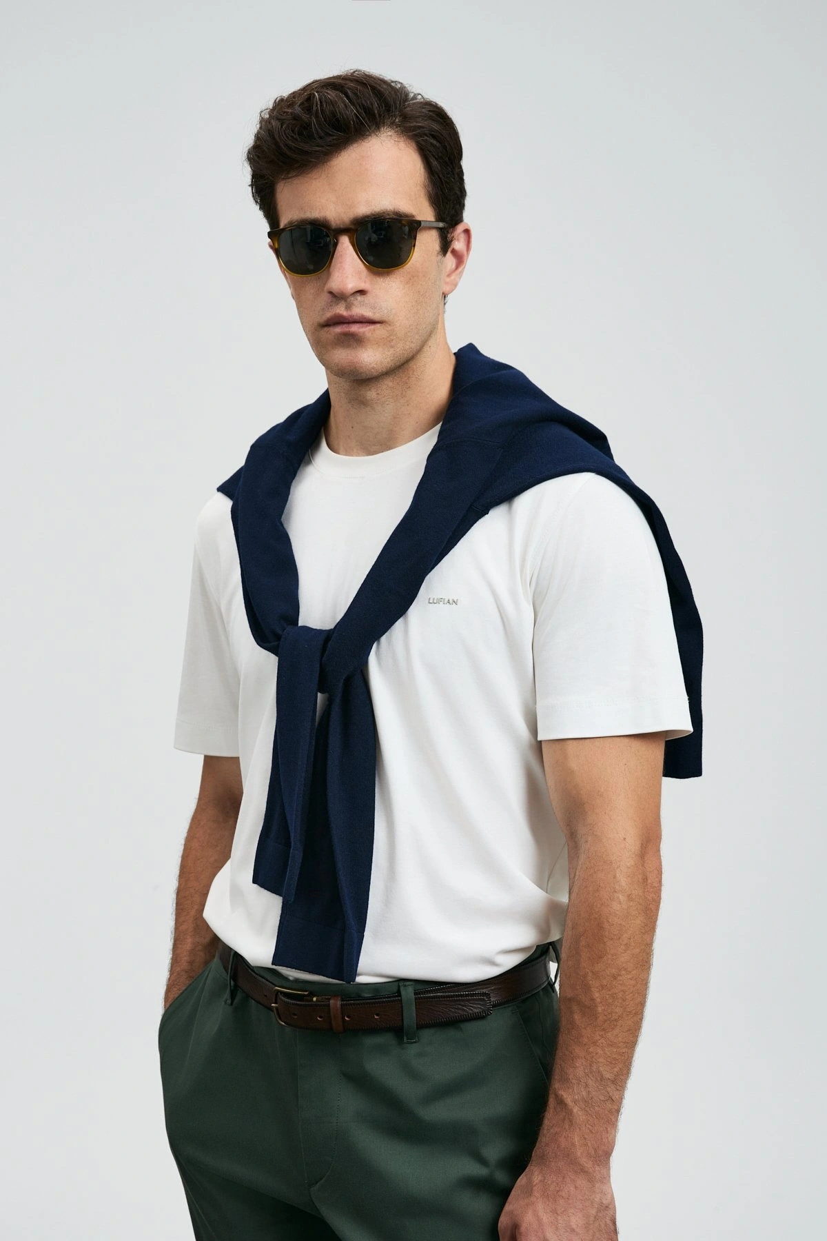 Lufian Roland Erkek Kırık Beyaz Basic T-Shirt 112020058