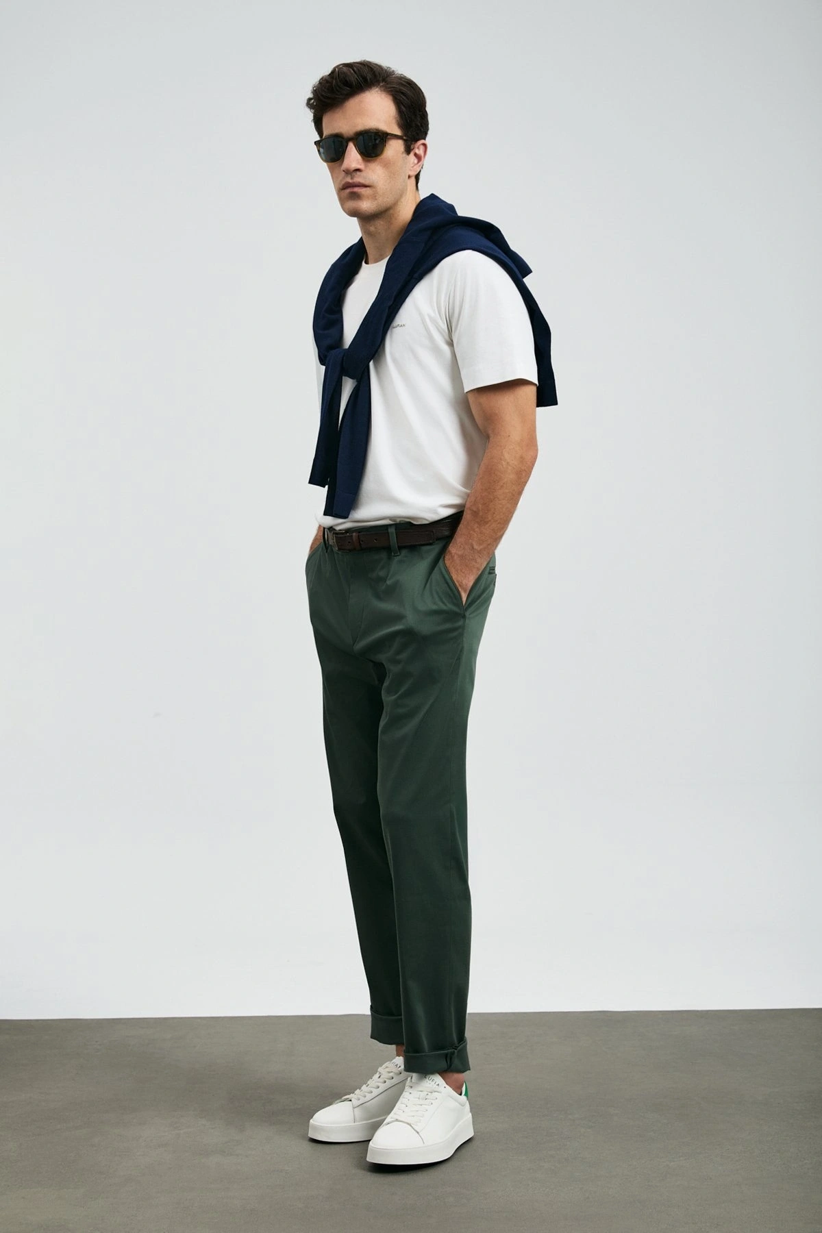 Lufian Roland Erkek Kırık Beyaz Basic T-Shirt 112020058