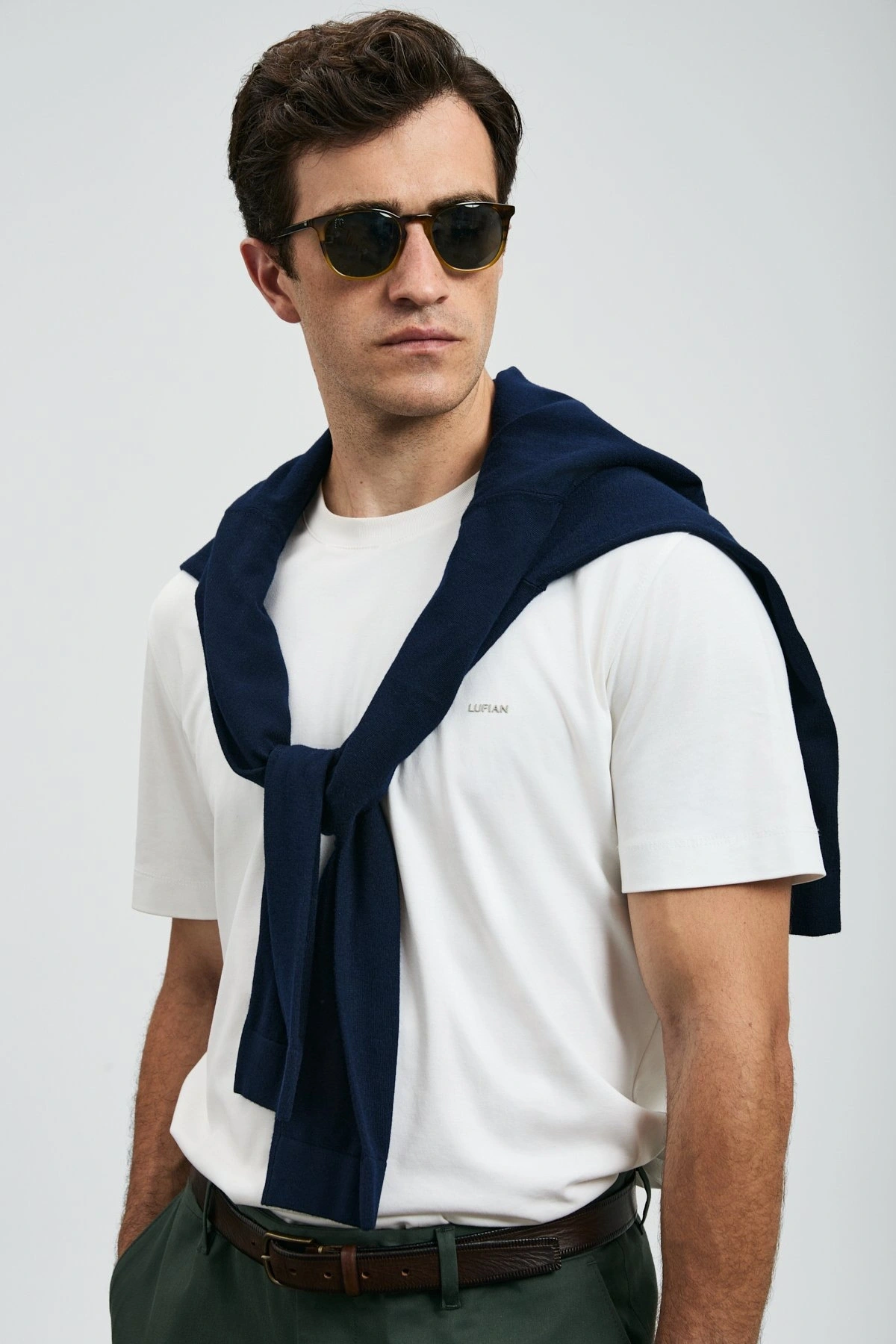 Lufian Roland Erkek Kırık Beyaz Basic T-Shirt 112020058