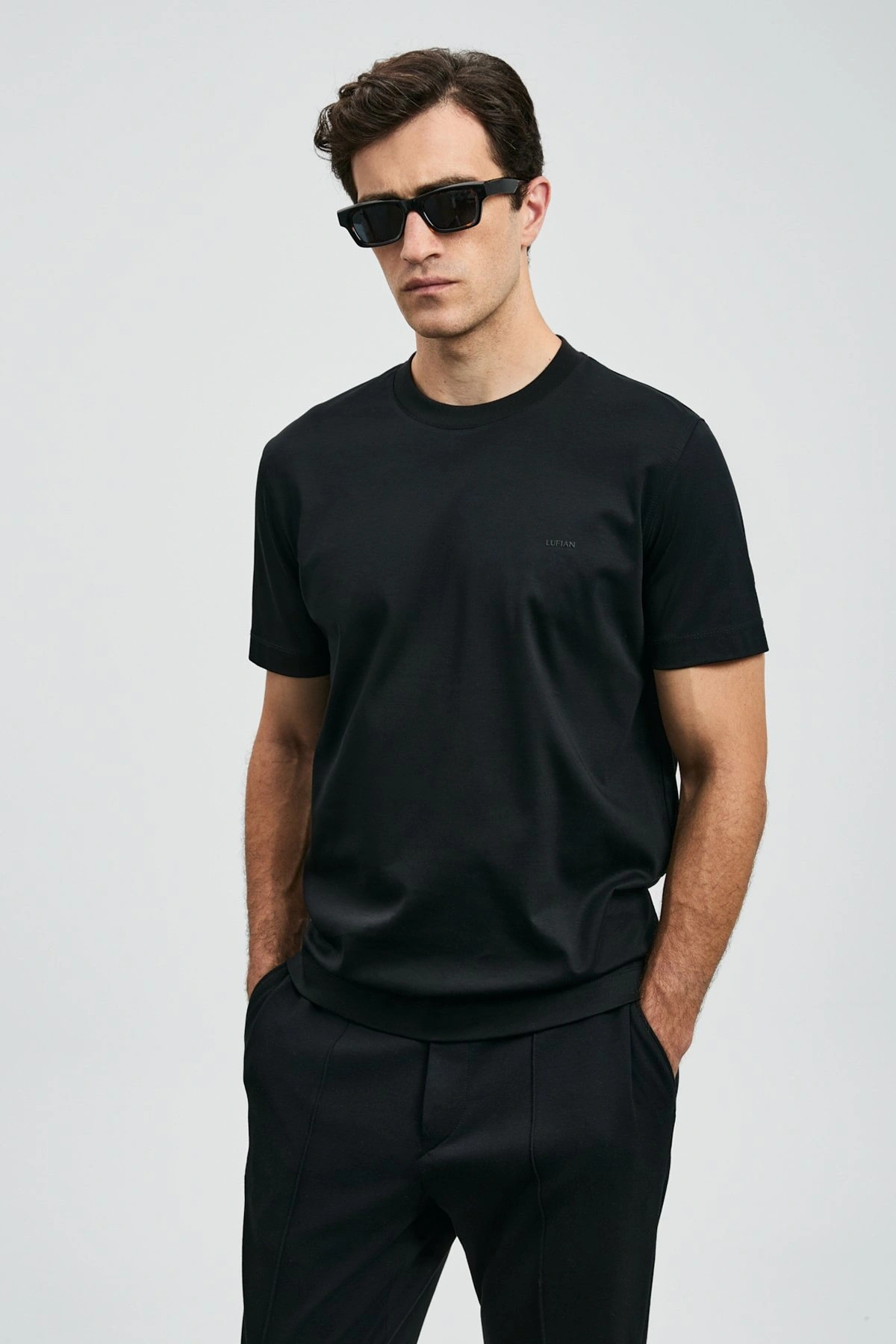 Lufian Roland Erkek Siyah Basic T-Shirt 112020058