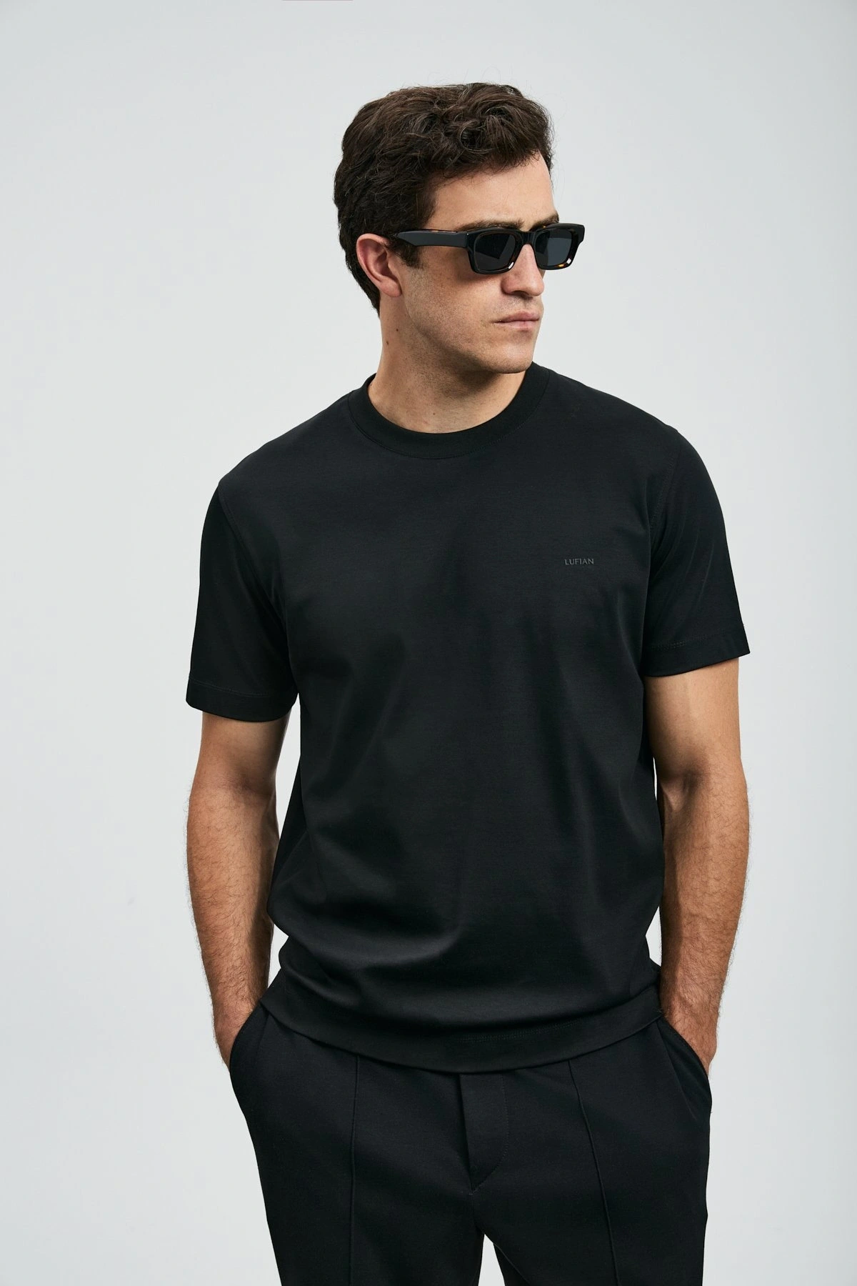 Lufian Roland Erkek Siyah Basic T-Shirt 112020058