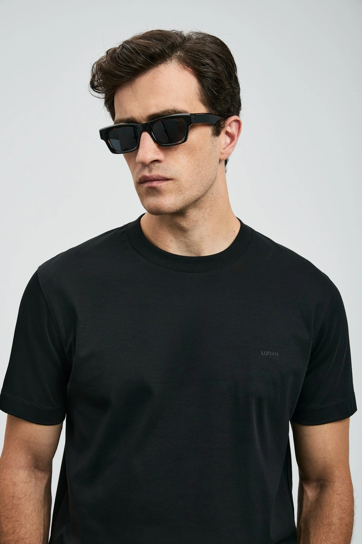 Lufian Roland Erkek Siyah Basic T-Shirt 112020058