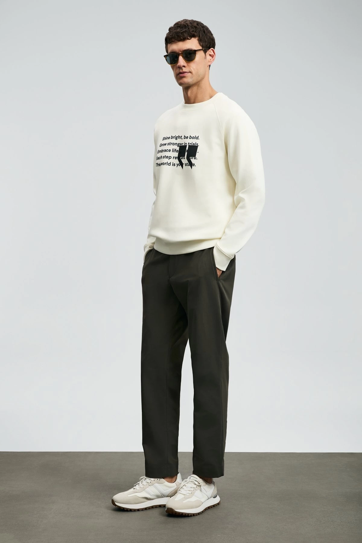 Lufian Erkek Shadow Kırık Beyaz Sweatshirt 112030174