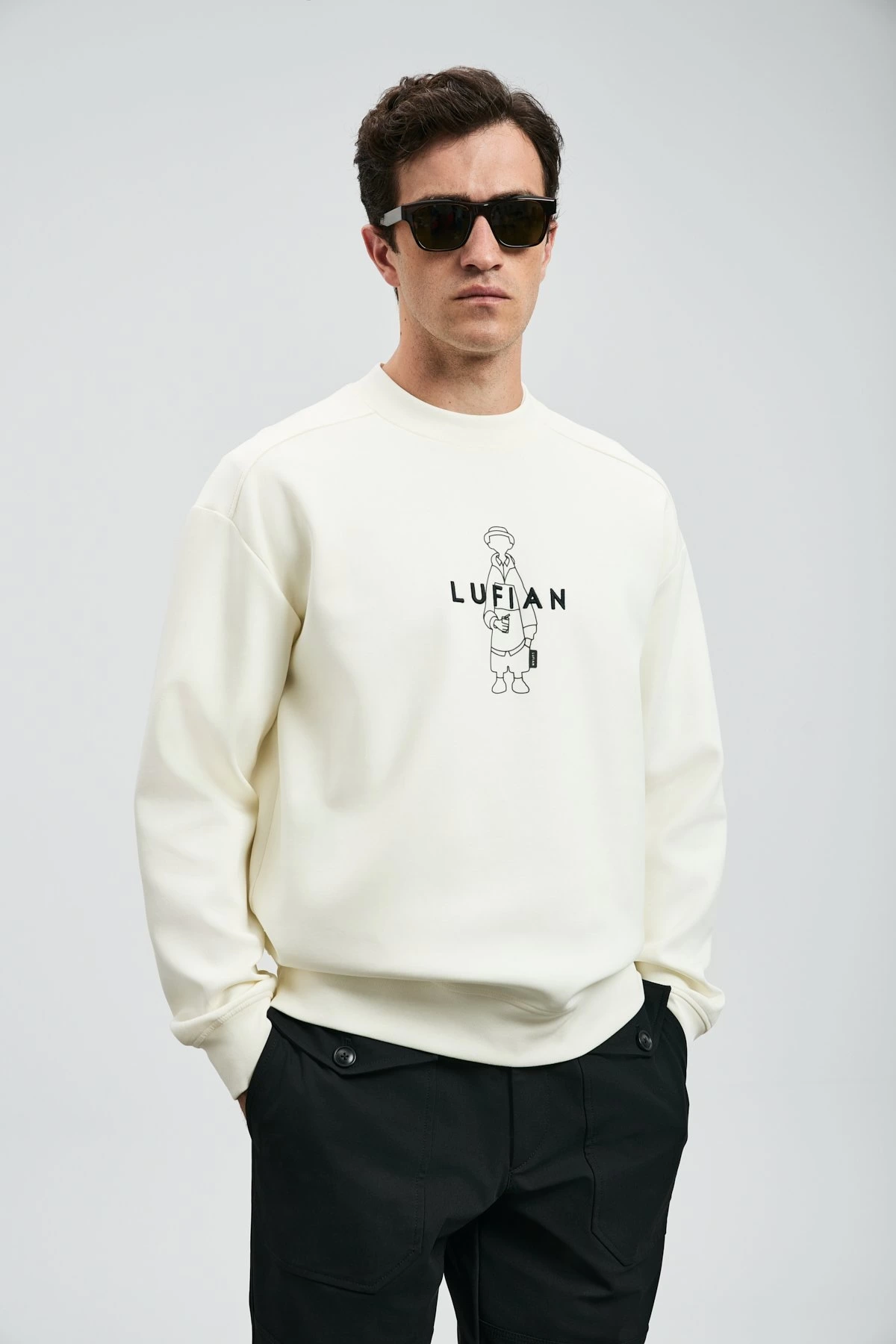 Lufian Erkek Simba Kırık Beyaz Sweatshirt 112030175