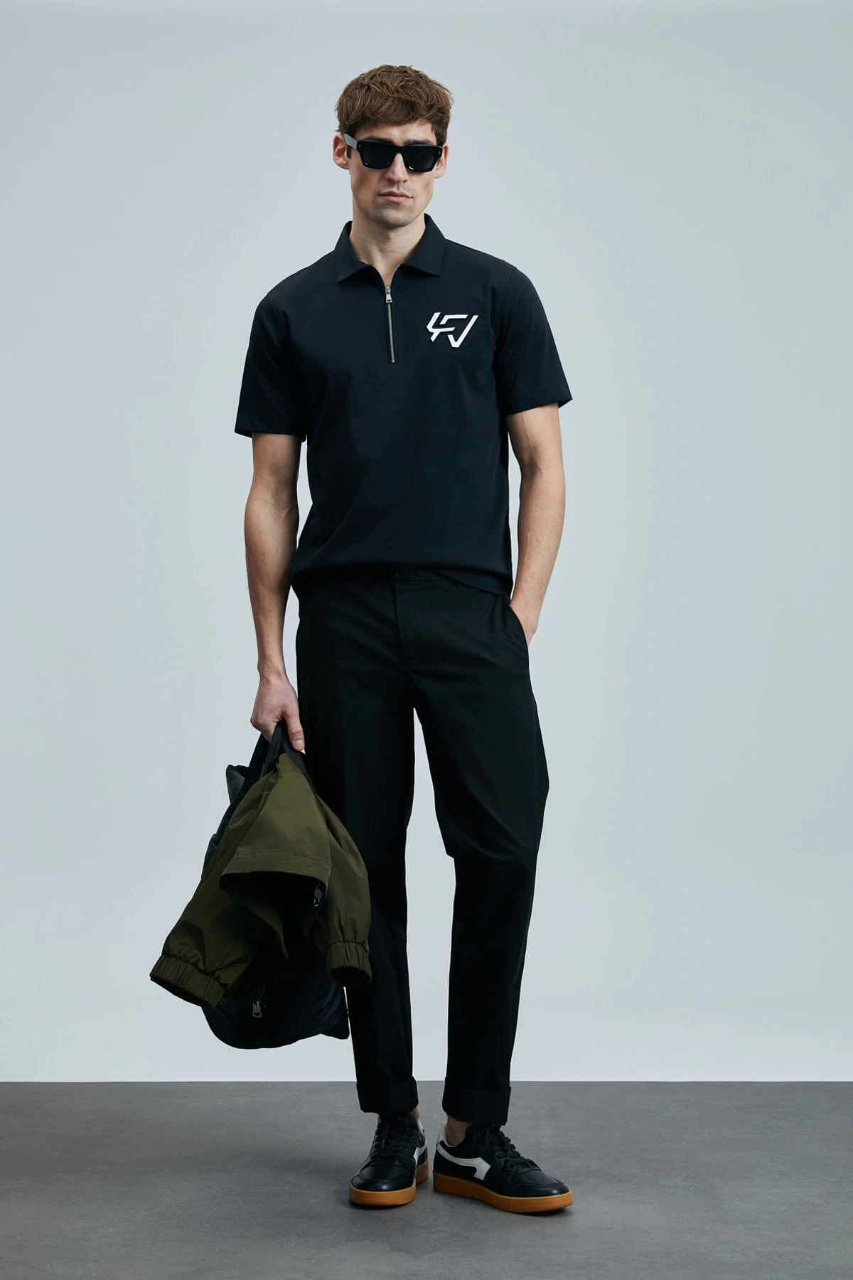 Lufian Erkek Slash Polo Yaka Siyah T-Shirt 111040224