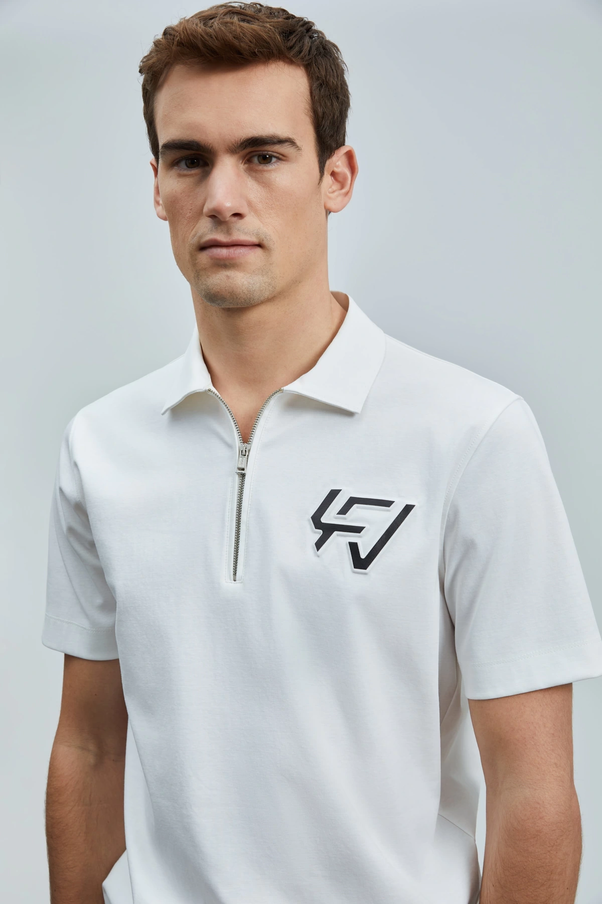 Lufian Erkek Slash Polo Yaka Kırık Beyaz T-Shirt 111040224
