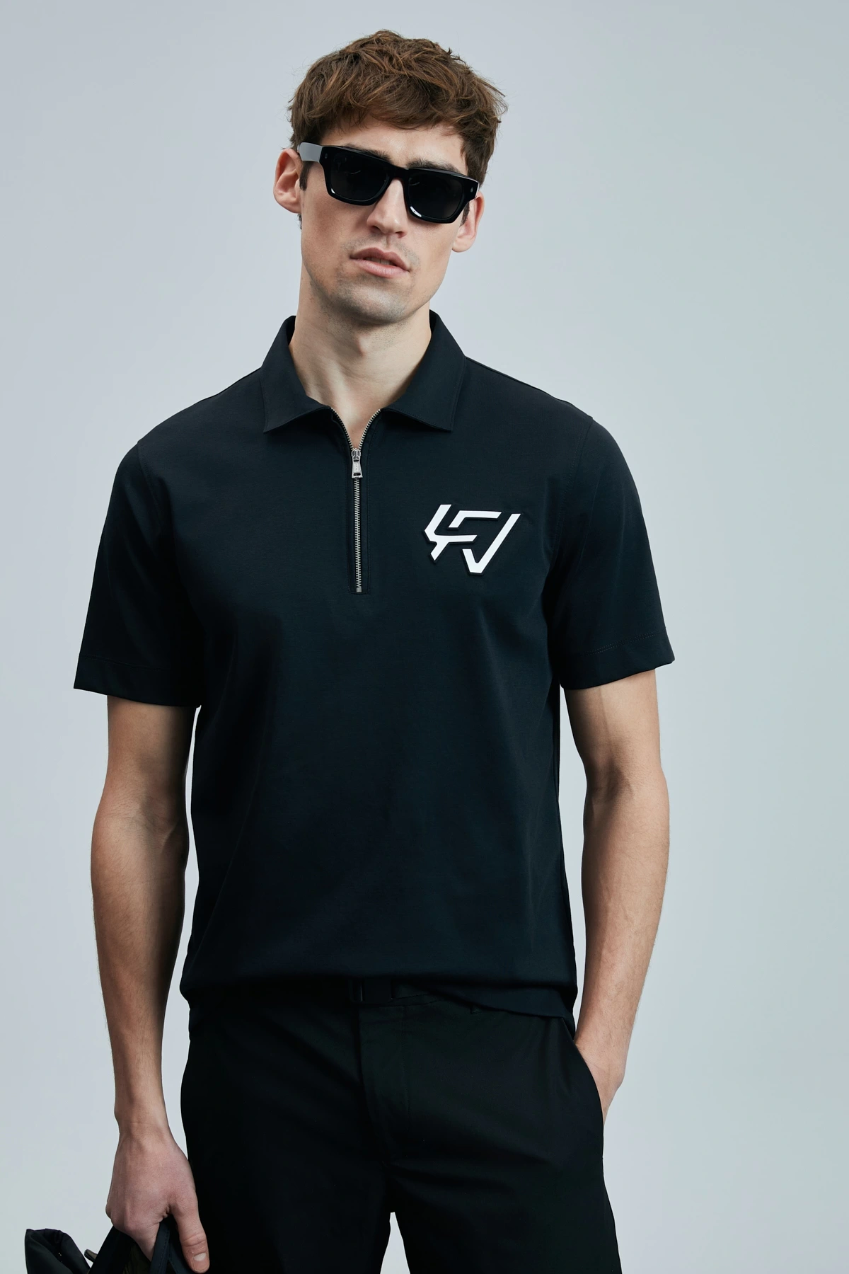 Lufian Erkek Slash Polo Yaka Siyah T-Shirt 111040224