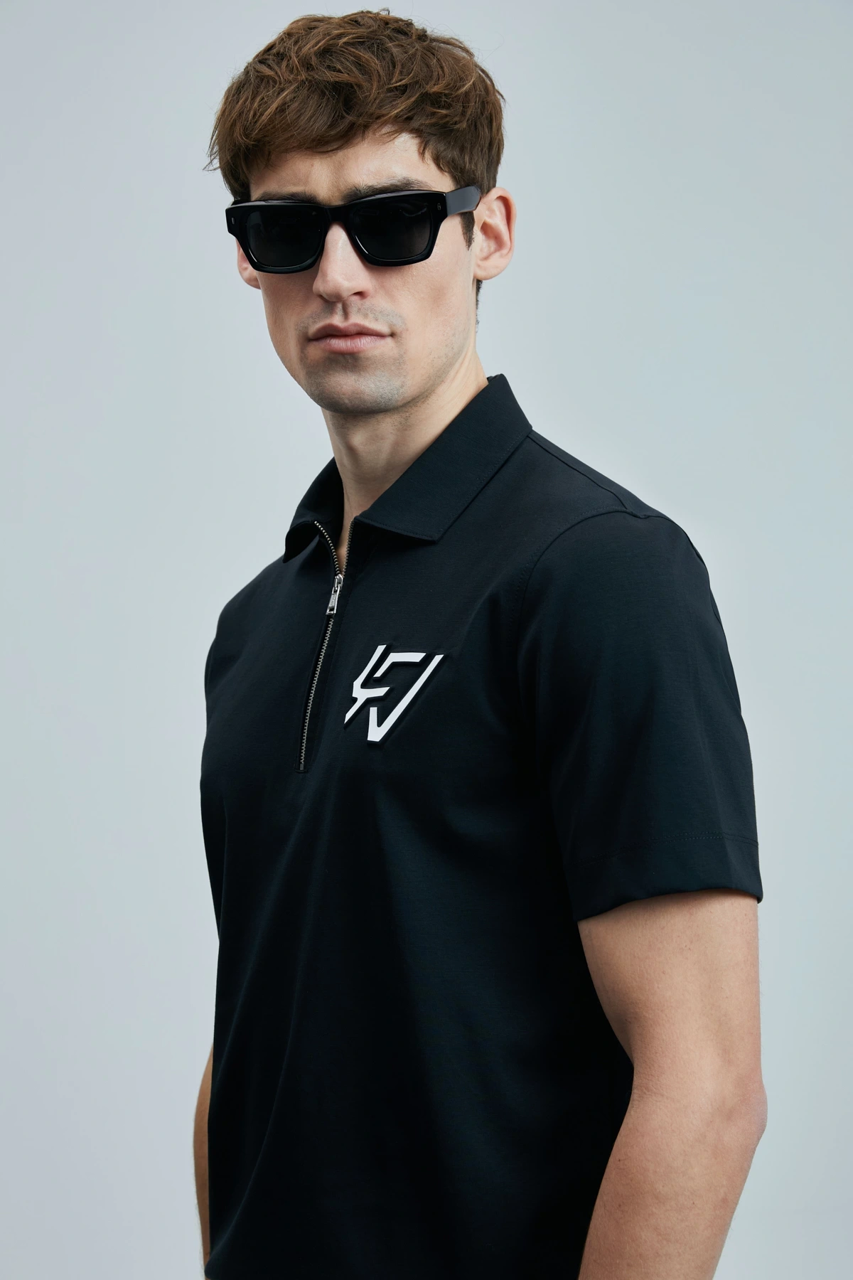 Lufian Erkek Slash Polo Yaka Siyah T-Shirt 111040224