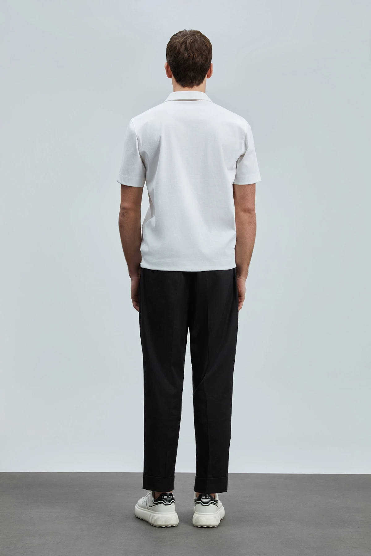 Lufian Erkek Slash Polo Yaka Kırık Beyaz T-Shirt 111040224