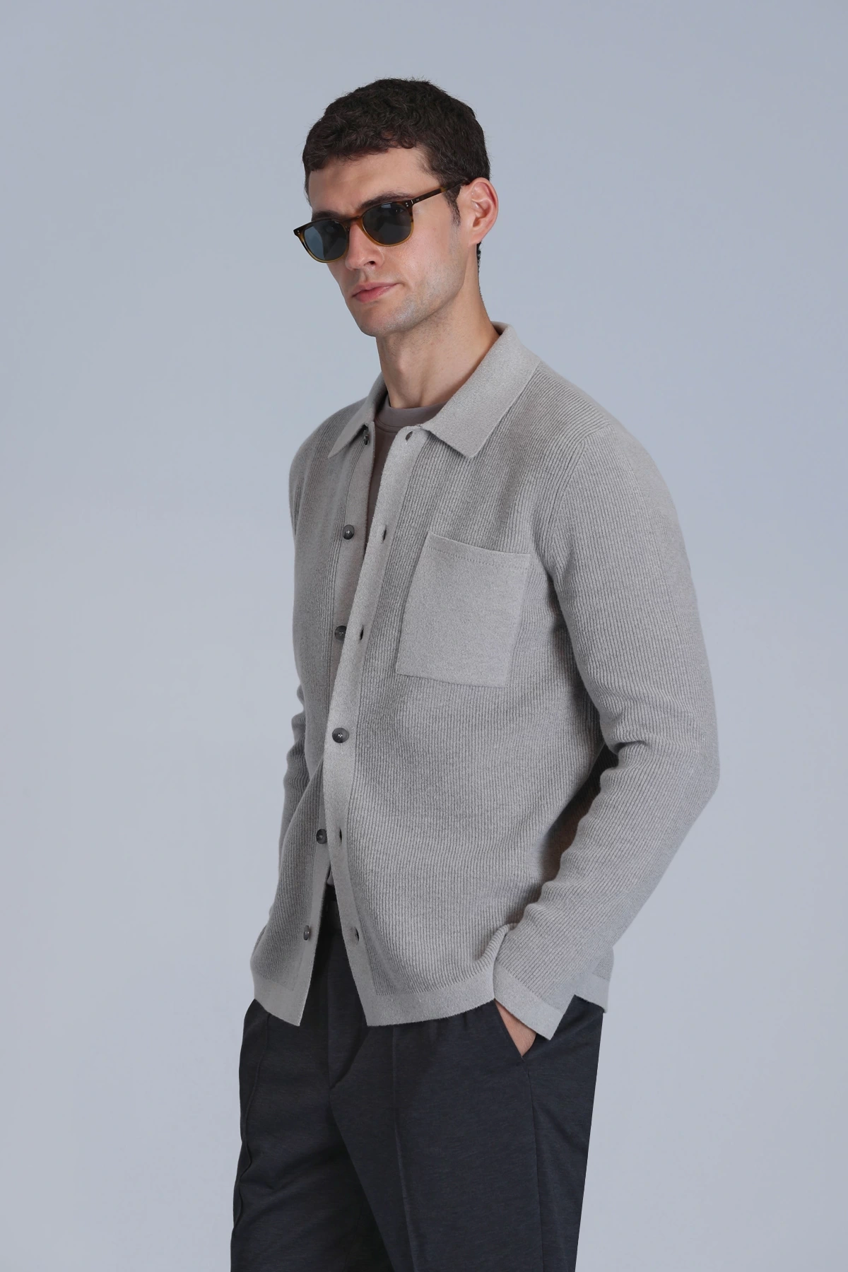 Lufian Soild Erkek Vizon Hırka 112100057