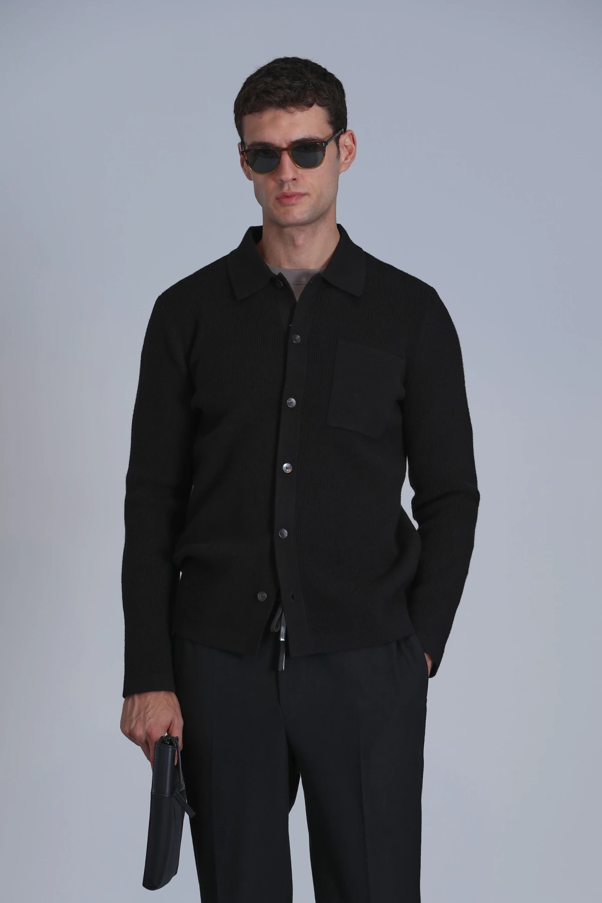 Lufian Soild Erkek Siyah Hırka 112100057