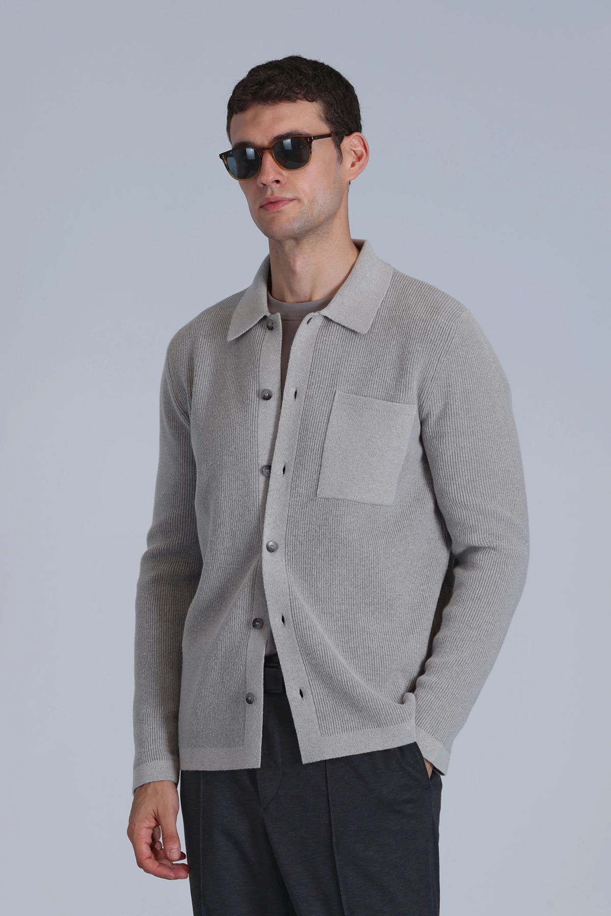 Lufian Soild Erkek Vizon Hırka 112100057