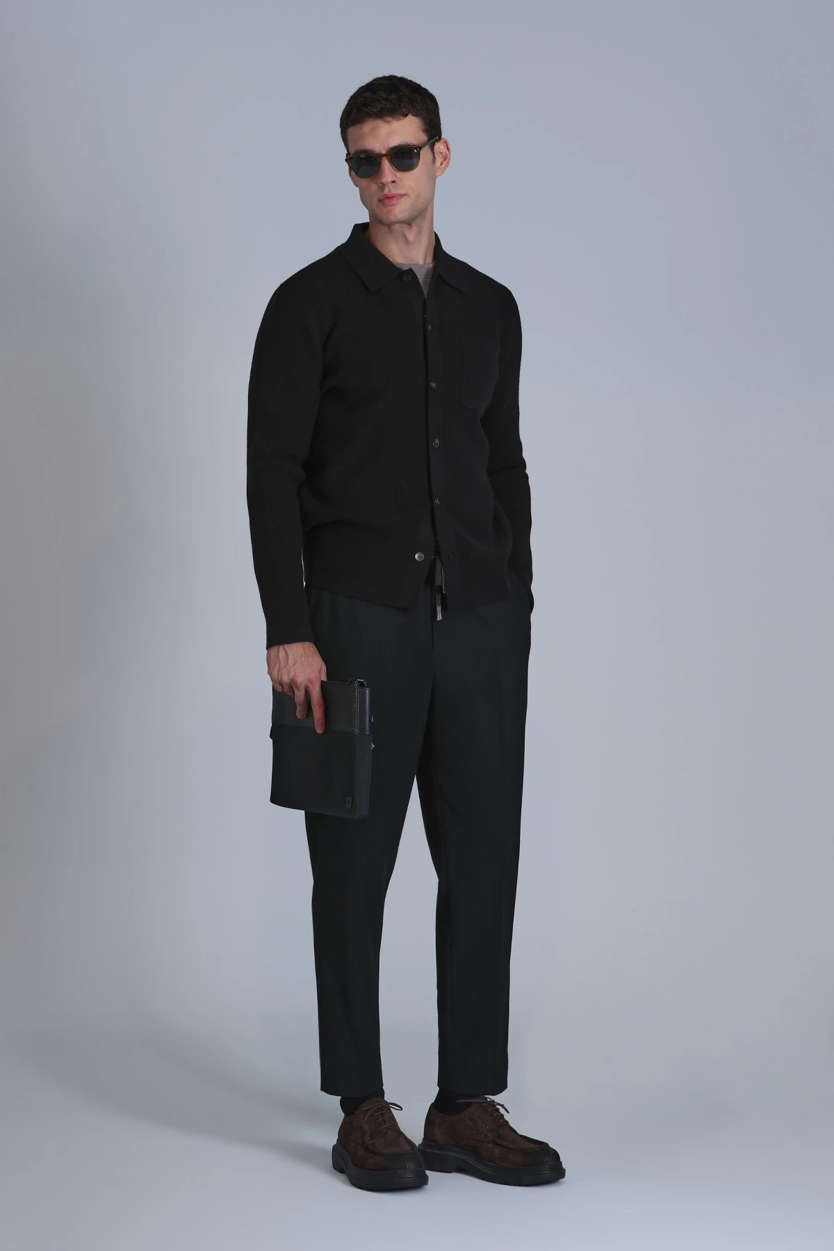 Lufian Soild Erkek Siyah Hırka 112100057