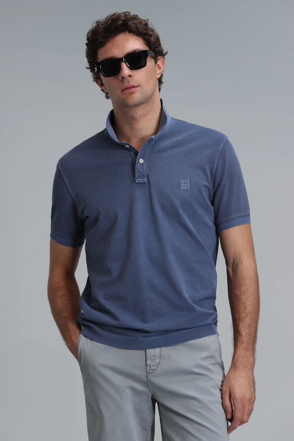 Lufian Erkek Vernon Polo Yaka Açık Lacivert T-Shirt 111040163