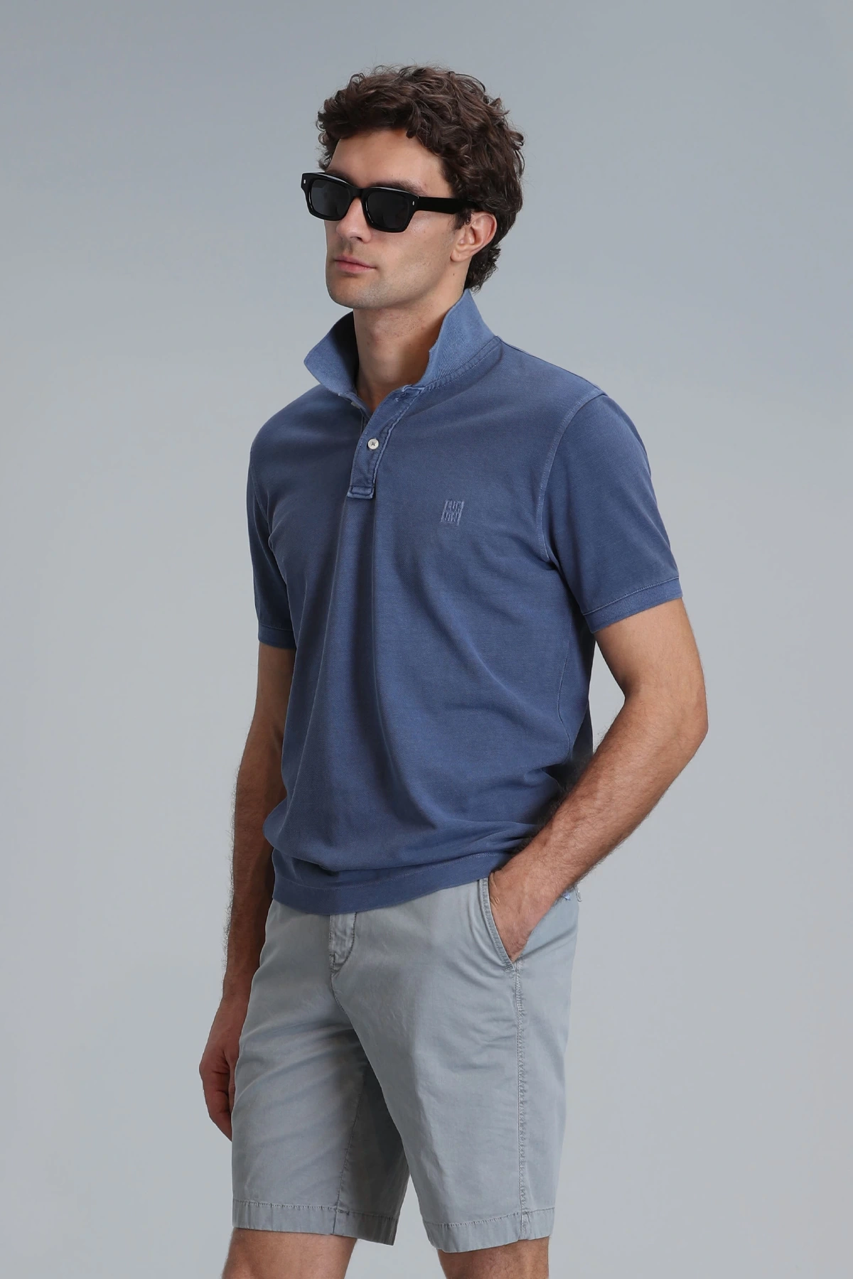 Lufian Erkek Vernon Polo Yaka Açık Lacivert T-Shirt 111040163