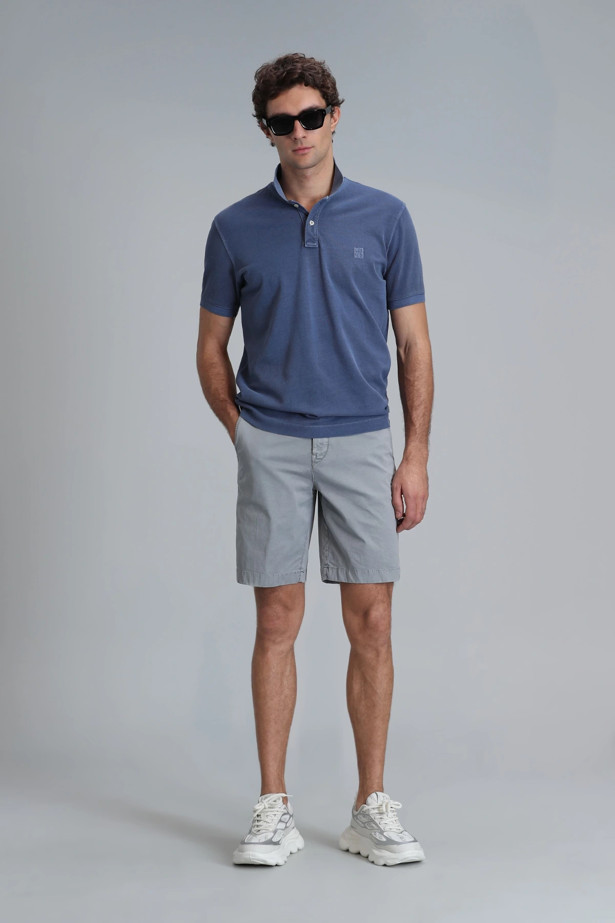 Lufian Erkek Vernon Polo Yaka Açık Lacivert T-Shirt 111040163