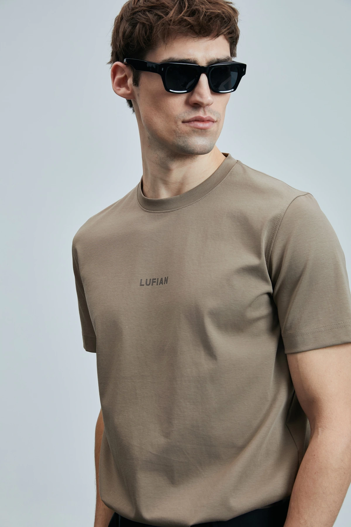 Lufian Erkek Yuvarlak Yaka Marcus Deve Tüyü Renk T-Shirt 111020235