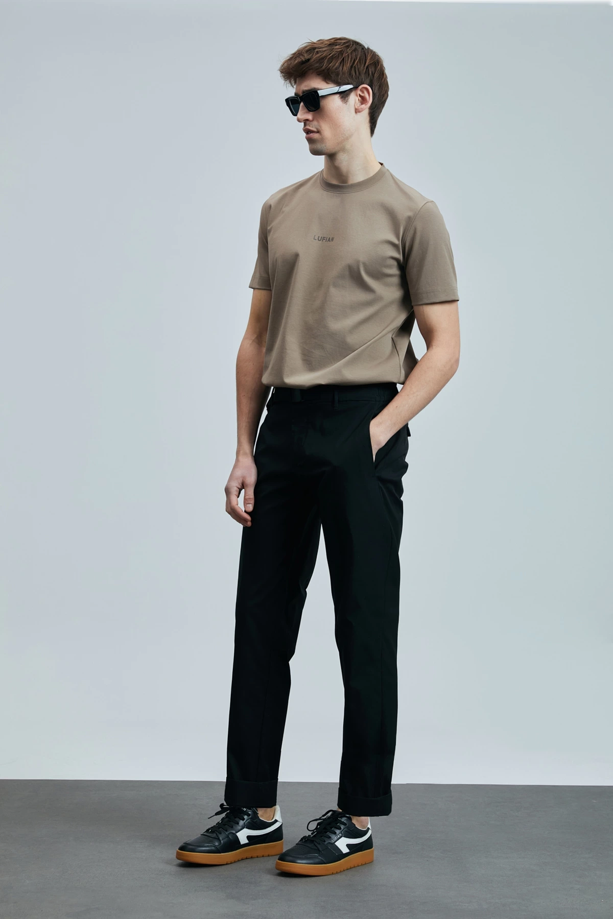 Lufian Erkek Yuvarlak Yaka Marcus Deve Tüyü Renk T-Shirt 111020235