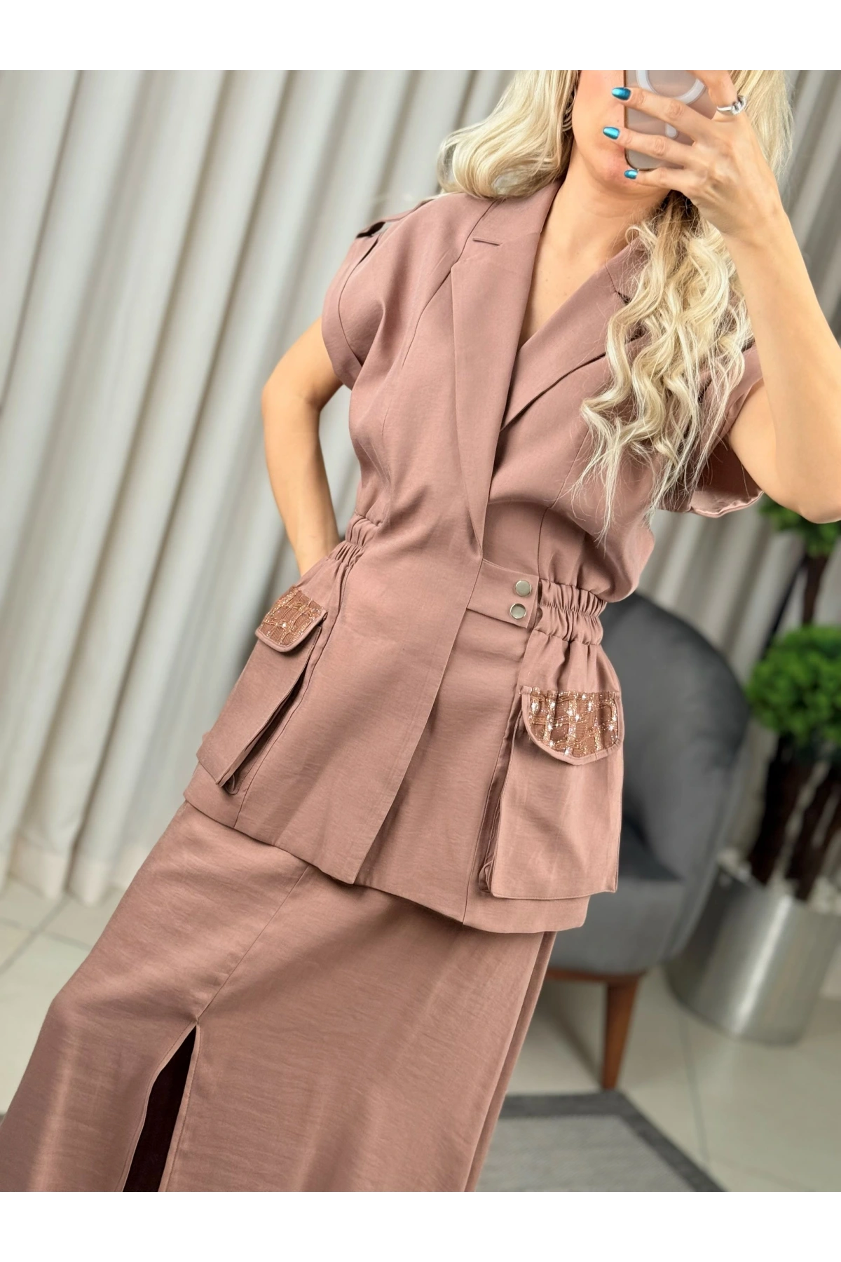 Milestone Beli Lastikli Kolsuz Ceket 50158