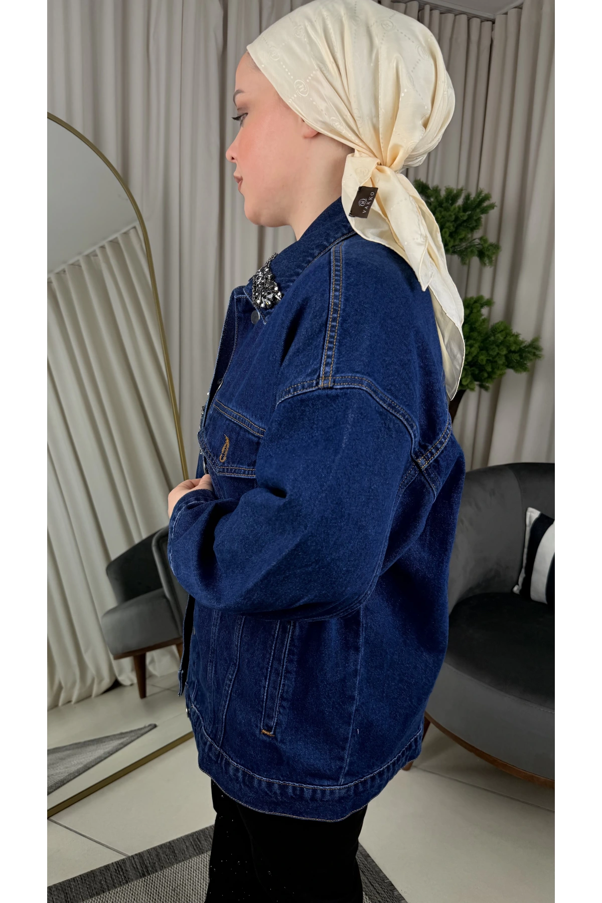 My312 Cepleri Taşlı Jean Ceket 26W7948