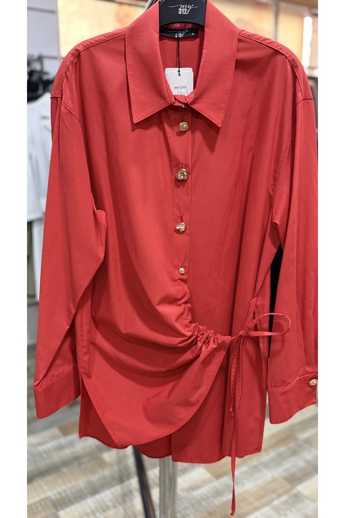 my312 Düğme Detaylı Gömlek 25S8602 Mercan