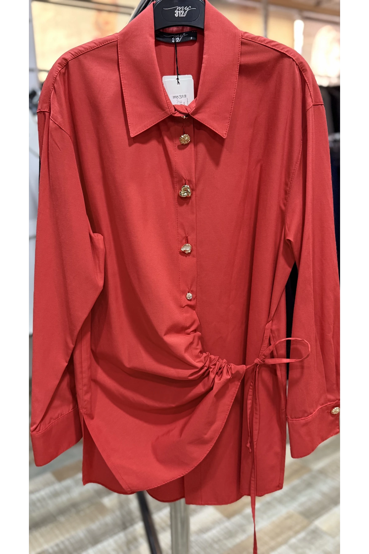 my312 Düğme Detaylı Gömlek 25S8602 Mercan