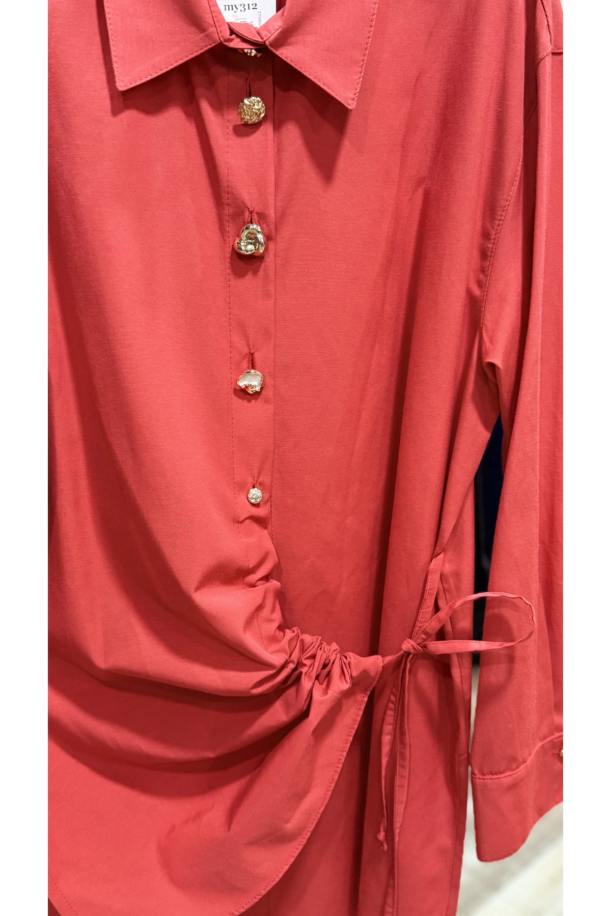 my312 Düğme Detaylı Gömlek 25S8602 Mercan