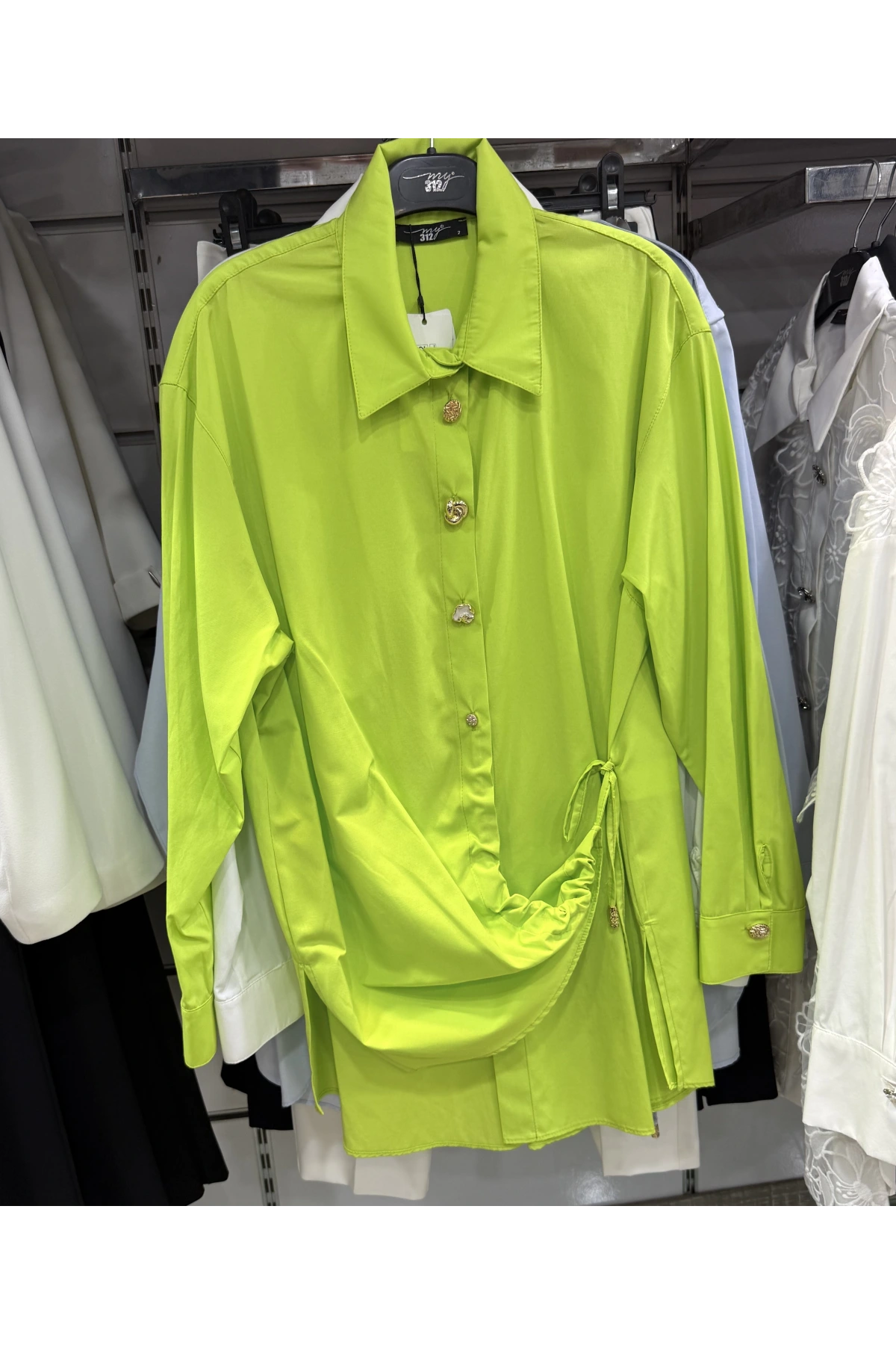 my312 Düğme Detaylı Gömlek 25S8602 Yeşil