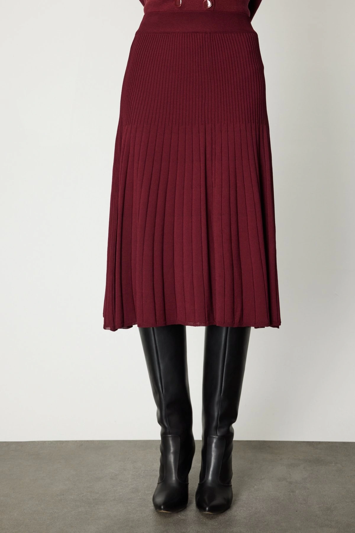 On Fashion Astarlı Midi Triko Etek 69201