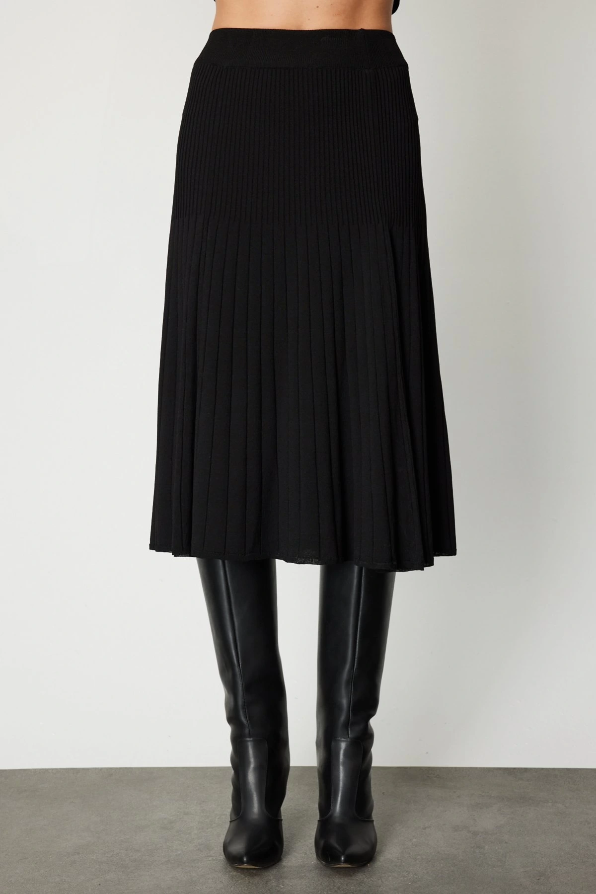 On Fashion Astarlı Midi Triko Etek 69201
