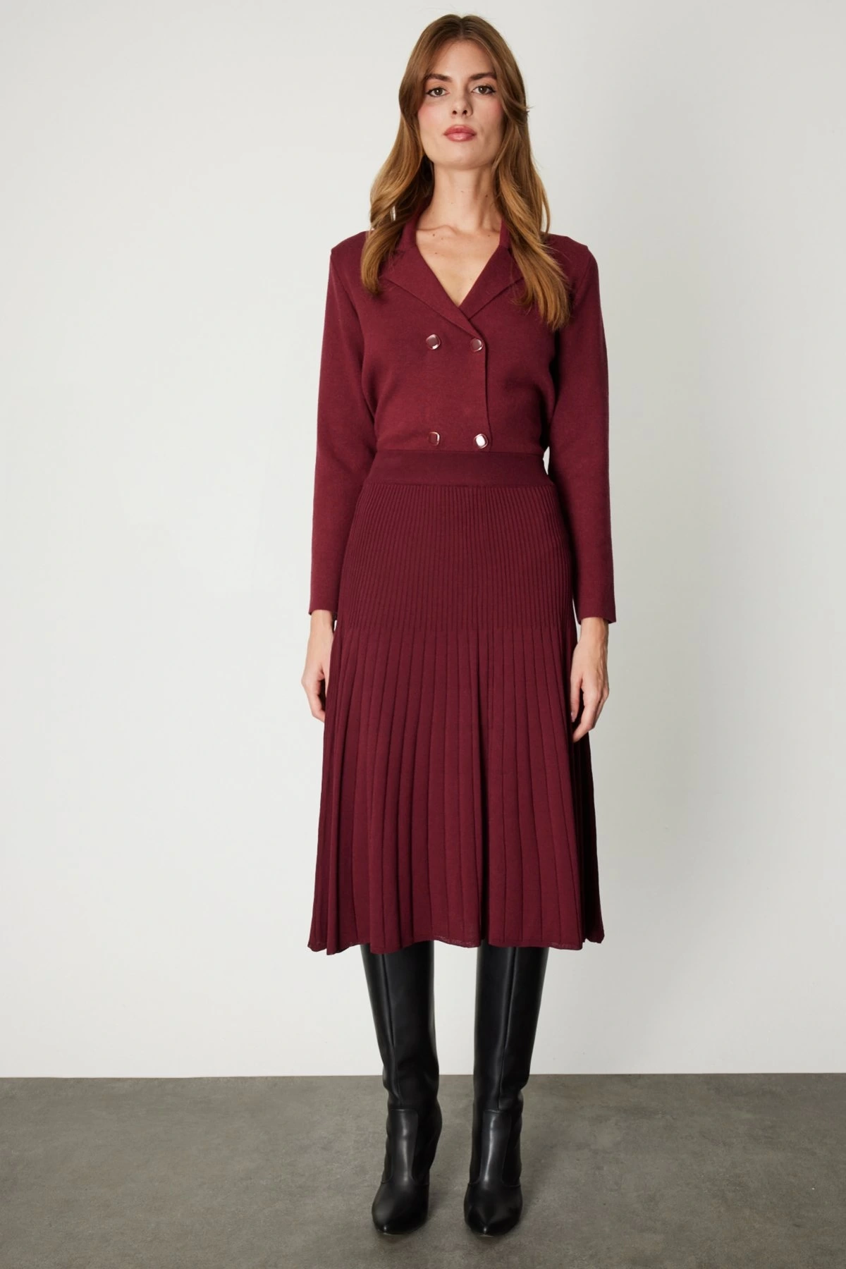 On Fashion Astarlı Midi Triko Etek 69201