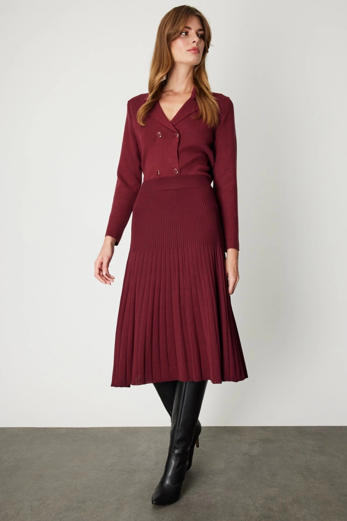 On Fashion Astarlı Midi Triko Etek 69201