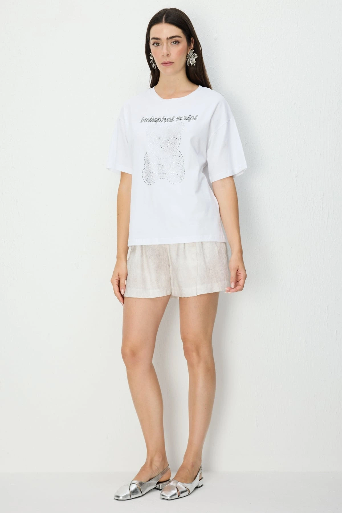 On Fashion Boncuk Baskılı Bluz 70341