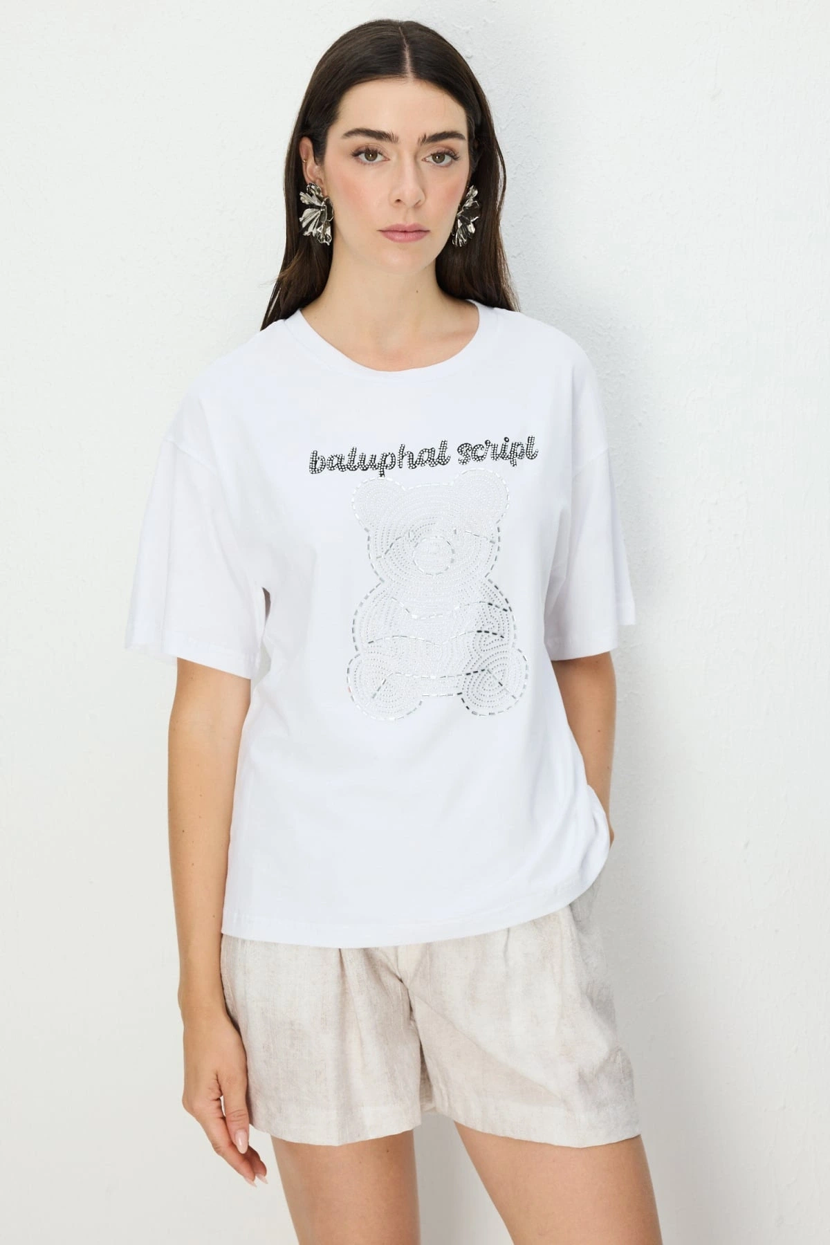 On Fashion Boncuk Baskılı Bluz 70341