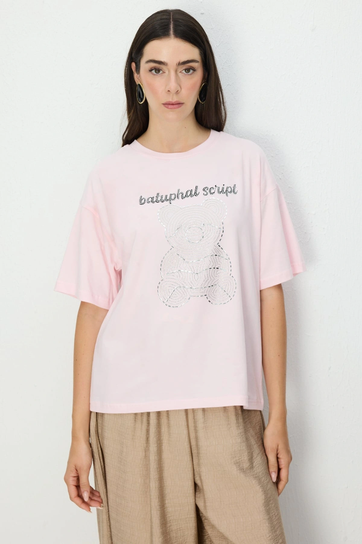 On Fashion Boncuk Baskılı Bluz 70341