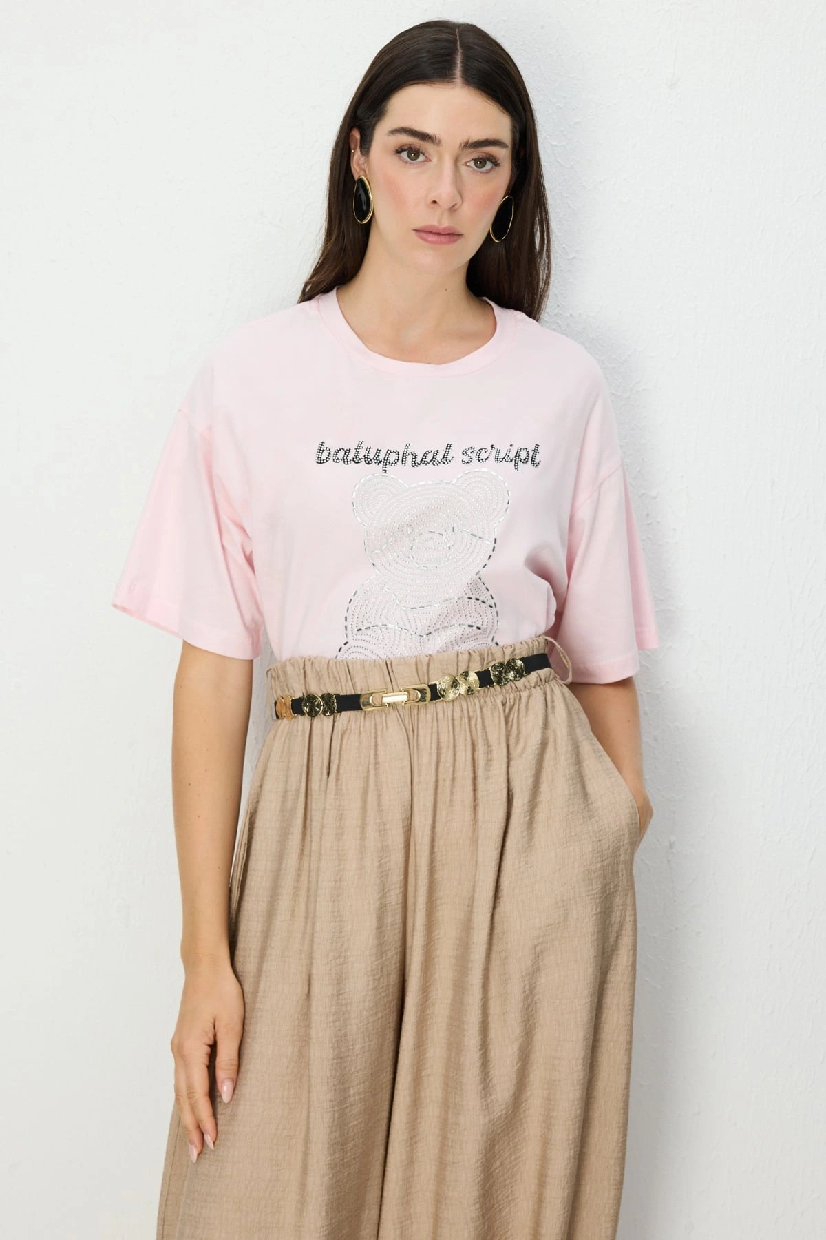 On Fashion Boncuk Baskılı Bluz 70341