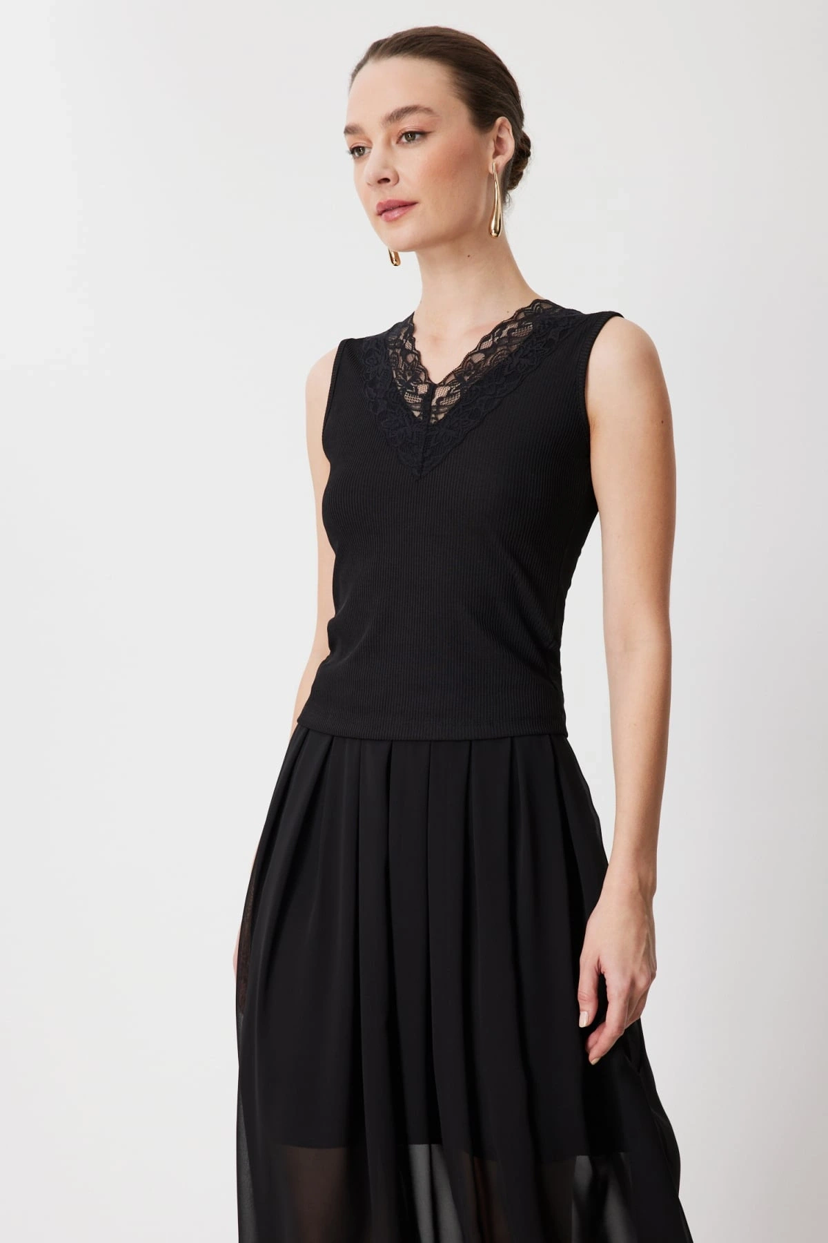 On Fashion Dantelli V Yaka Kolsuz Bluz 71420