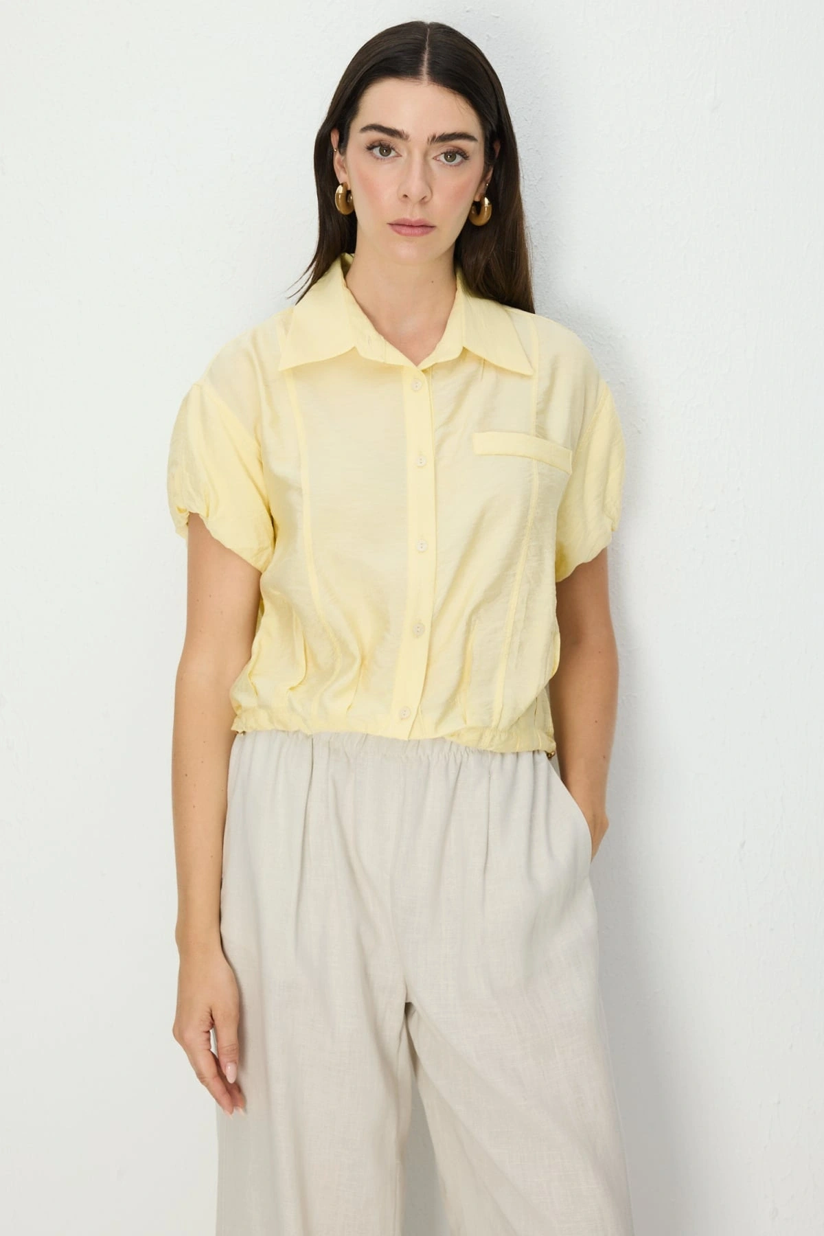 On Fashion Dikişli Kısa Kol Gömlek 74385