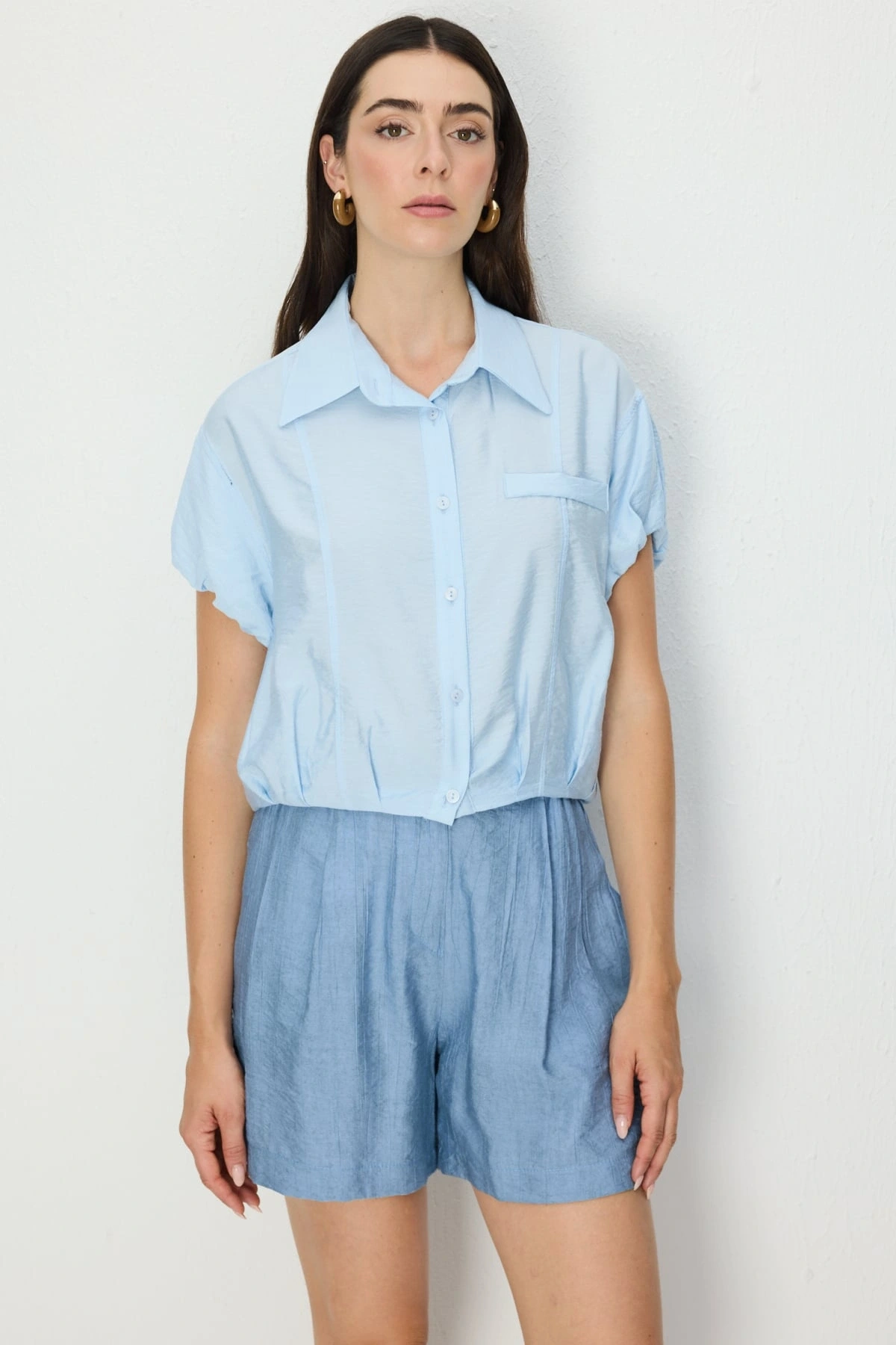 On Fashion Dikişli Kısa Kol Gömlek 74385