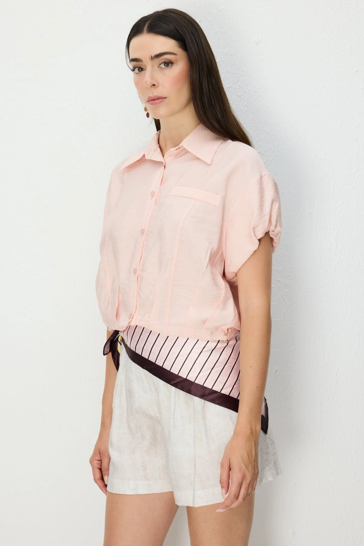 On Fashion Dikişli Kısa Kol Gömlek 74385