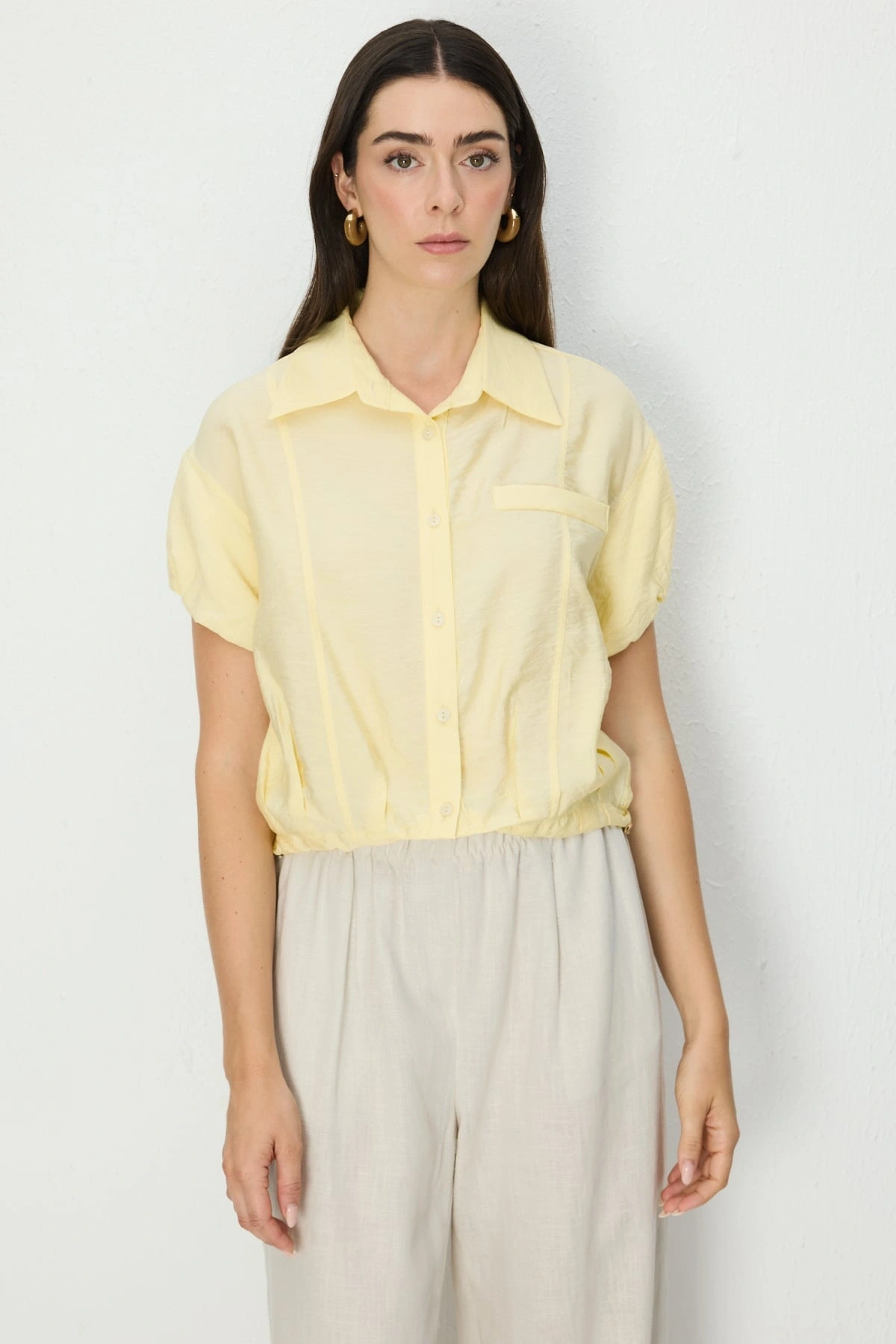 On Fashion Dikişli Kısa Kol Gömlek 74385