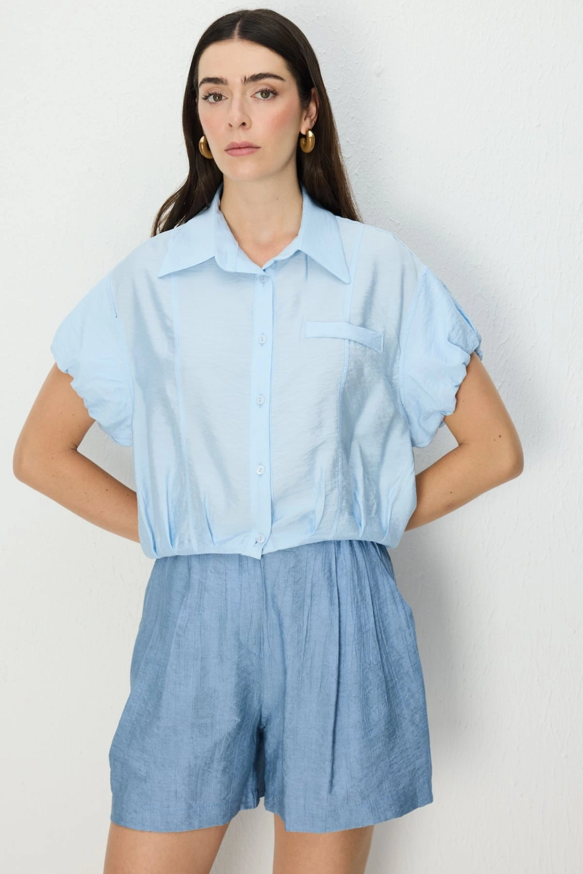 On Fashion Dikişli Kısa Kol Gömlek 74385
