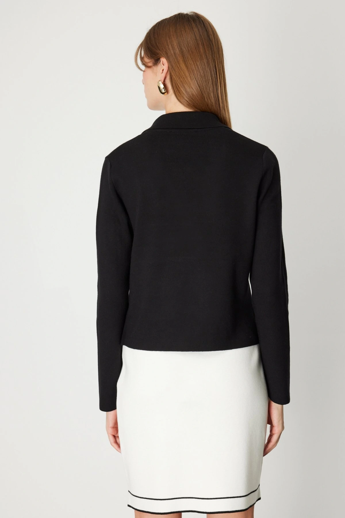 On Fashion Düğmeli Kadın Siyah Ceket 69506